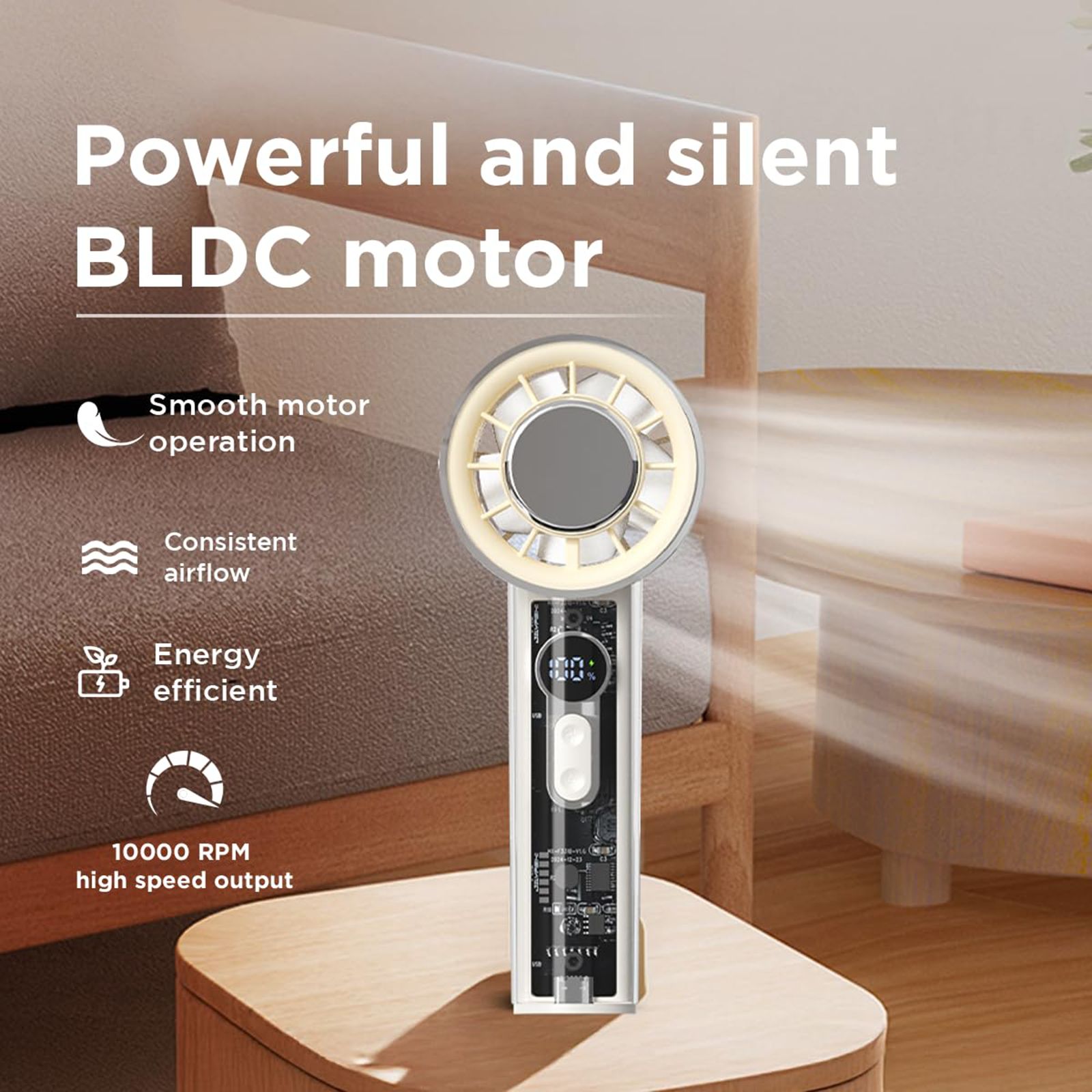 Ecolink Pocket Pal 50mm 5 Blade Rechargeable Personal Fan with 4000 mAh Battery (Arctic Chill Technology, Beige) Ecolink Pocket Pal 50mm 5 Blade Rechargeable Personal Fan with 4000 mAh Battery (Arctic Chill Technology, Beige)_6