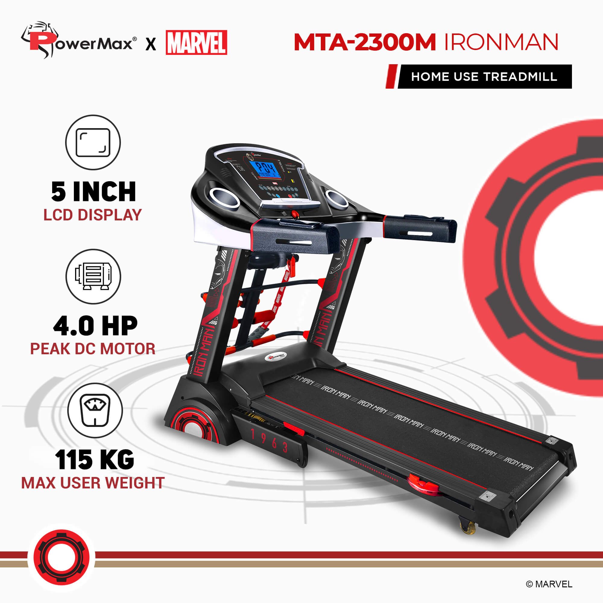 PowerMax 2.0HP Foldable Motorized Treadmill (Hydraulic Softdrop System (HSS), MTA-2300M, Red) PowerMax 2.0HP Foldable Motorized Treadmill (Hydraulic Softdrop System (HSS), MTA-2300M, Red)_2