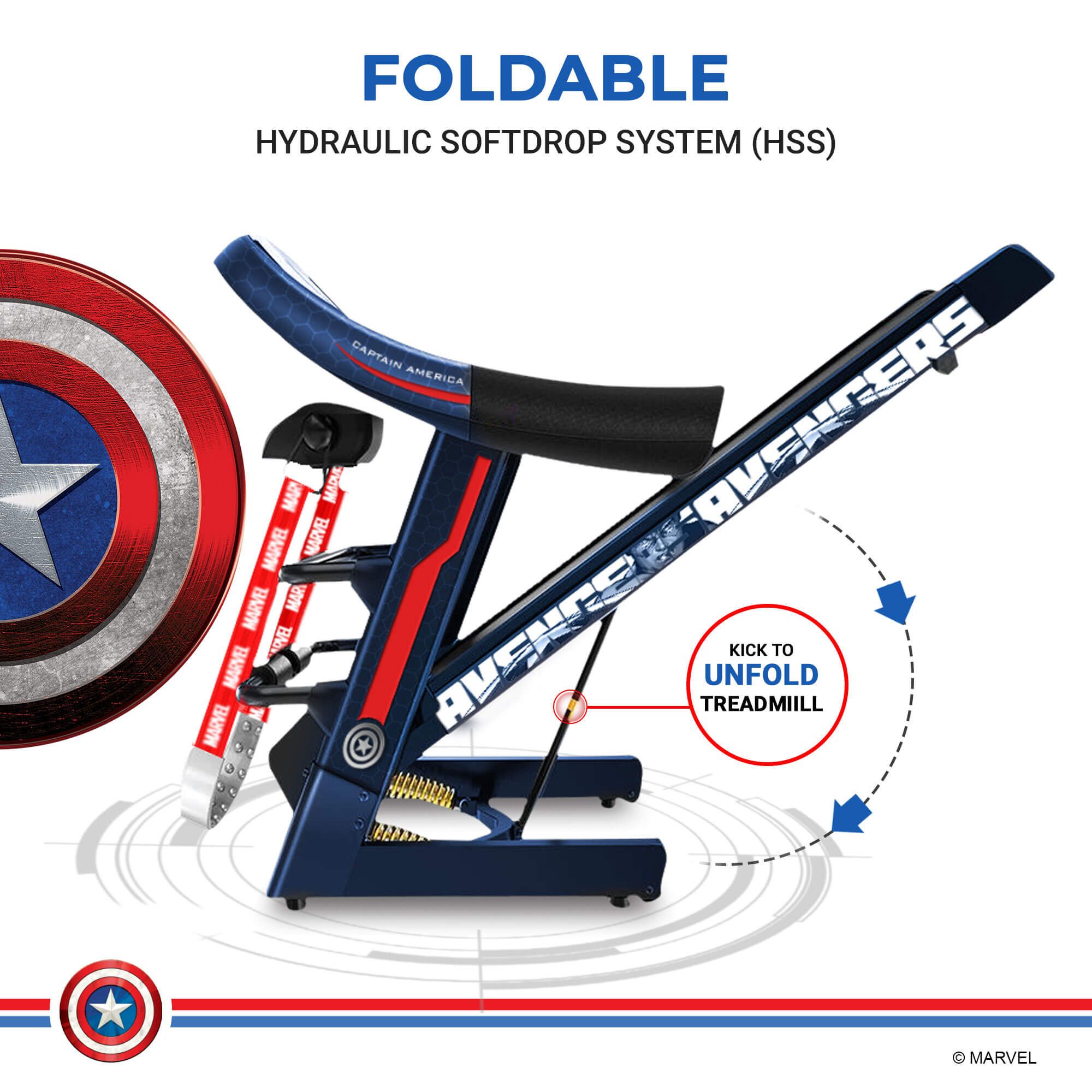 PowerMax Captain America 2HP Foldable Motorized Treadmill (6 Level Manual Incline, MTM-1000M, Blue) PowerMax Captain America 2HP Foldable Motorized Treadmill (6 Level Manual Incline, MTM-1000M, Blue)_5