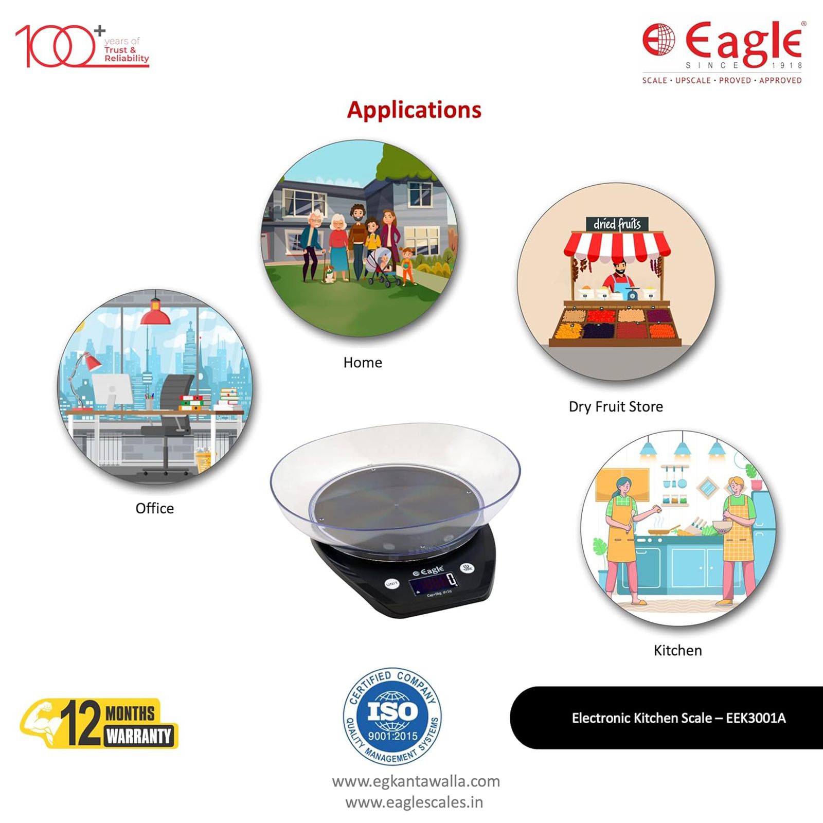 Eagle Digital Kitchen Scale (Battery Powered, Easy Tare Function, EEK3001A, Black) Eagle Digital Kitchen Scale (Battery Powered, Easy Tare Function, EEK3001A, Black)_5