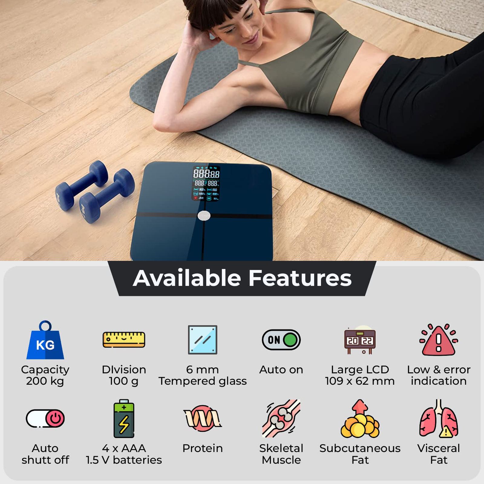 Eagle Digital Weight Scale (Battery Powered, 17 Vital Body Parameteres, EEP1002A, Charcoal Black) Eagle Digital Weight Scale (Battery Powered, 17 Vital Body Parameteres, EEP1002A, Charcoal Black)_3