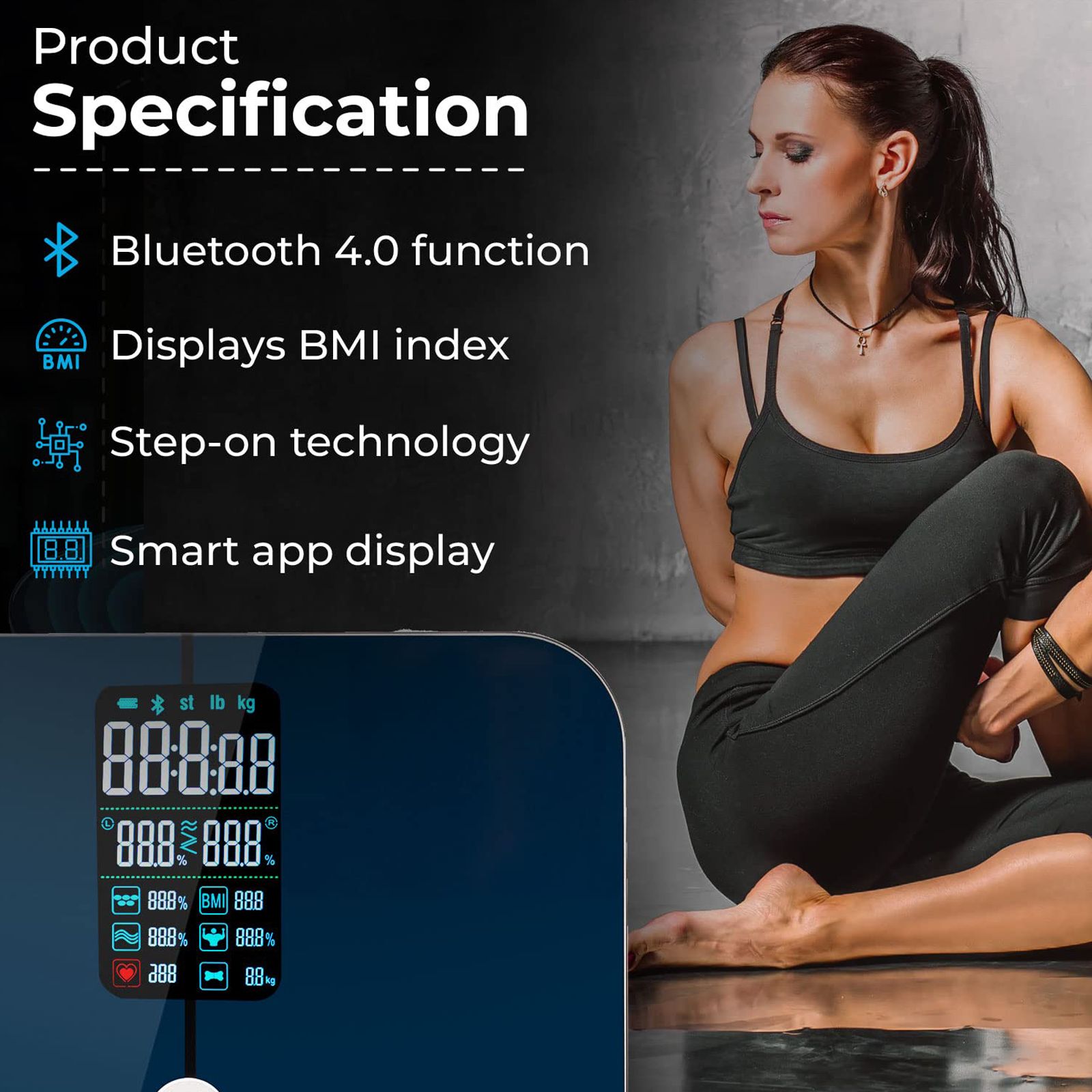Eagle Digital Weight Scale (Battery Powered, 17 Vital Body Parameteres, EEP1002A, Charcoal Black) Eagle Digital Weight Scale (Battery Powered, 17 Vital Body Parameteres, EEP1002A, Charcoal Black)_5