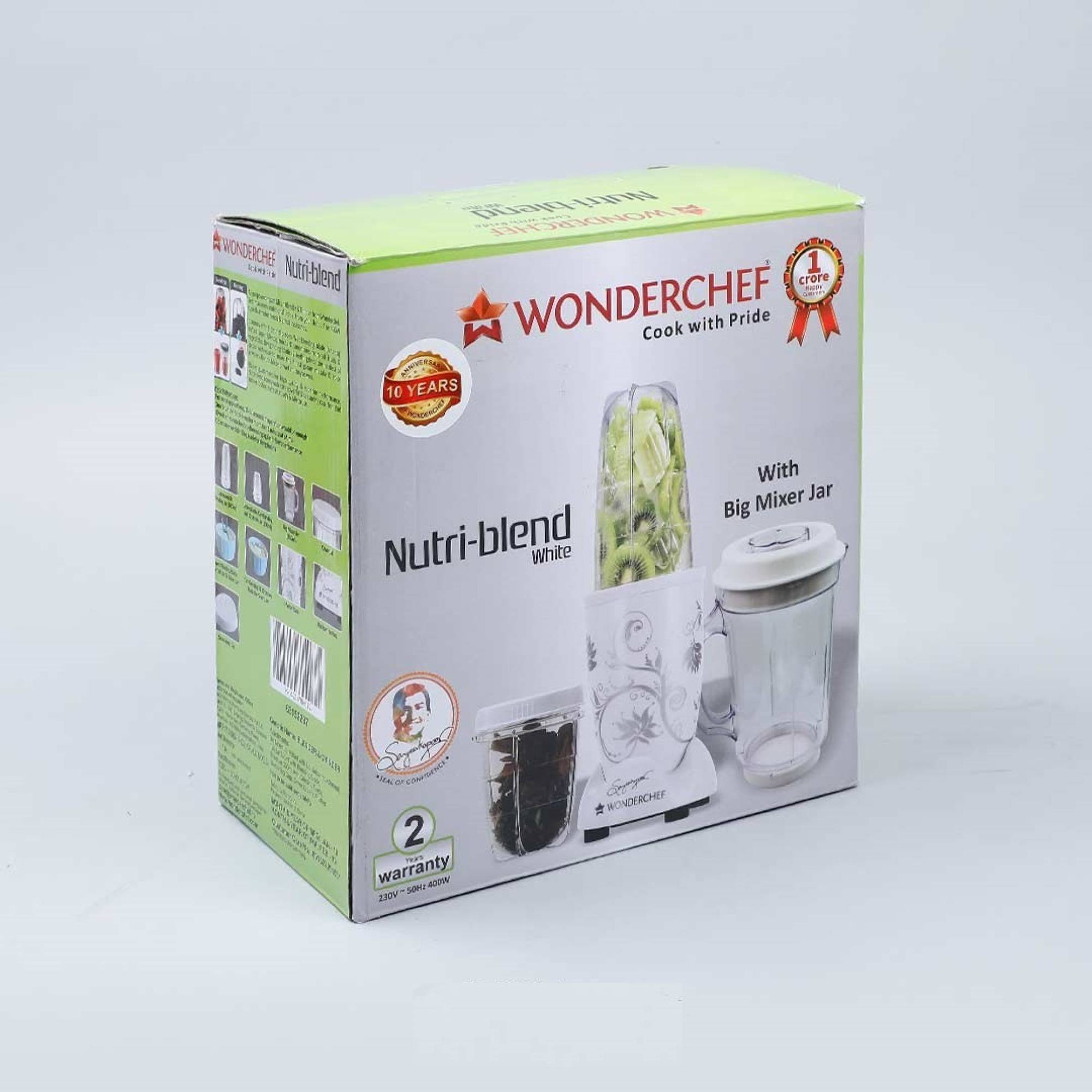 WONDERCHEF Nutri-Blend 400 Watt 3 Jars Mixer Grinder Blender (22000 RPM, All-In-One System, White)_13