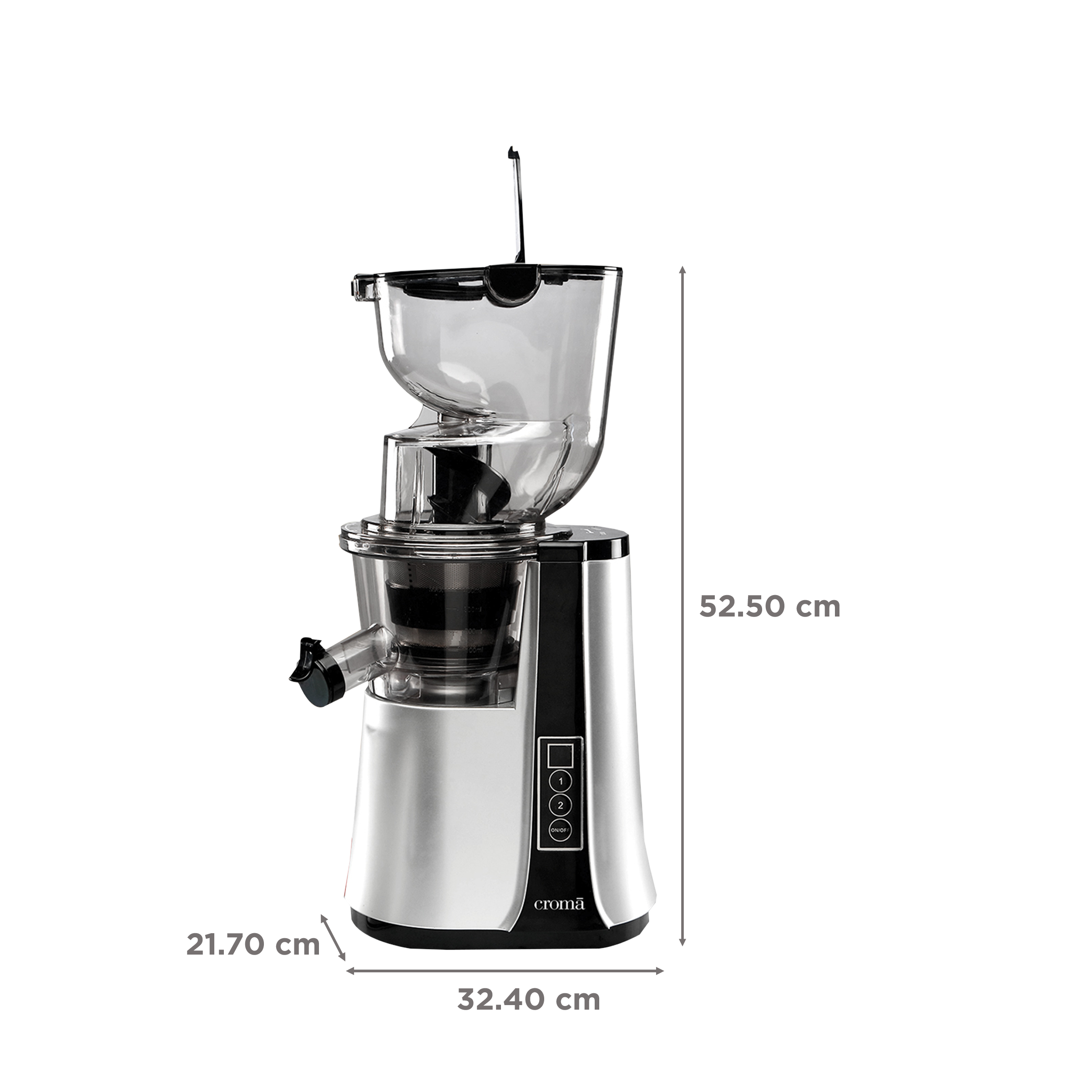 Croma 200 Watt Cold Press Slow Juicer (60 RPM, Non-Slip Feet, Silver)_3