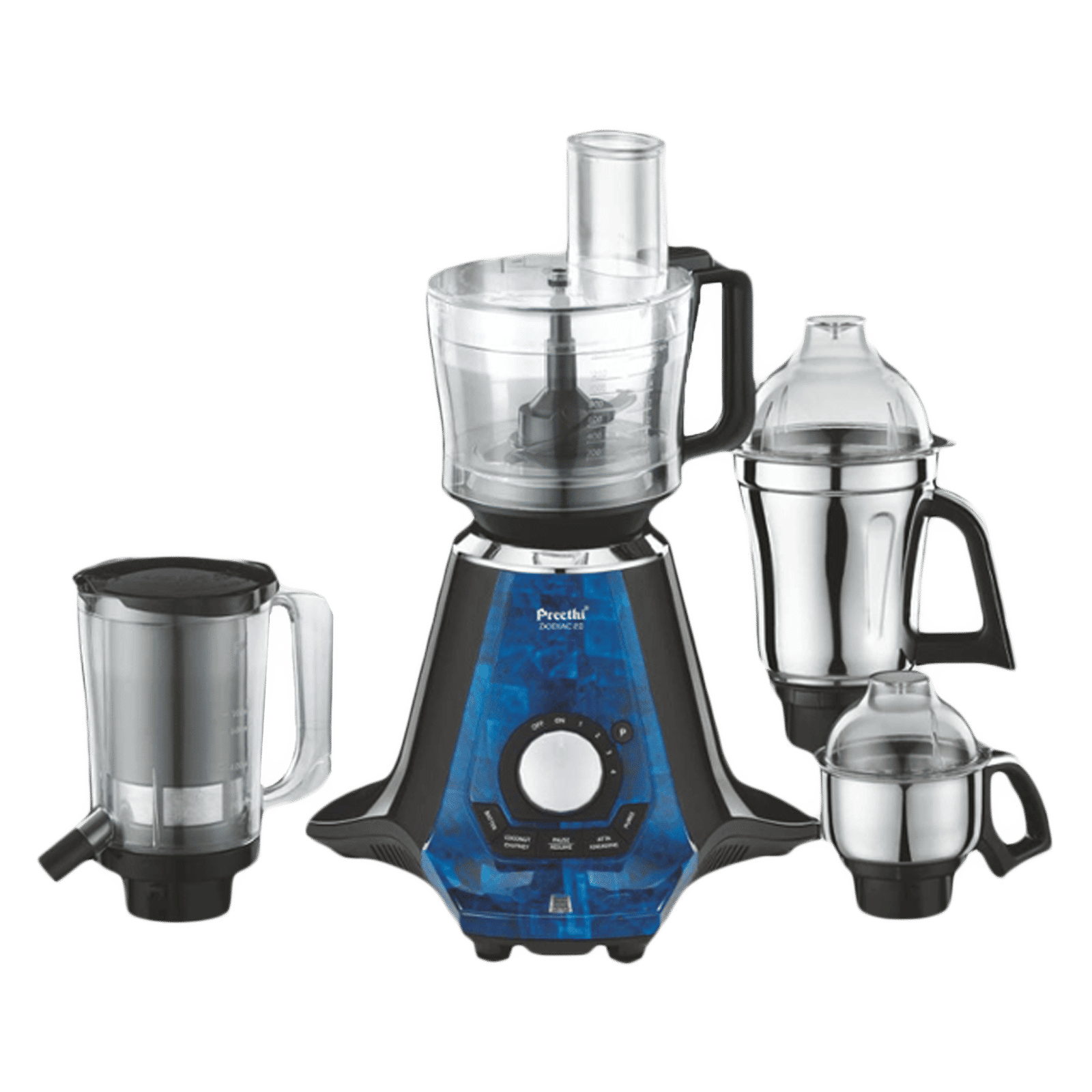 Preethi Zodiac 2.0 750 Watt 4 Jars Juicer Mixer Grinder (19000 RPM, 3-In-1 Insta Fresh Juicer Jar, Black/Blue) Preethi Zodiac 2.0 750 Watt 4 Jars Juicer Mixer Grinder (19000 RPM, 3-In-1 Insta Fresh Juicer Jar, Black/Blue)_1