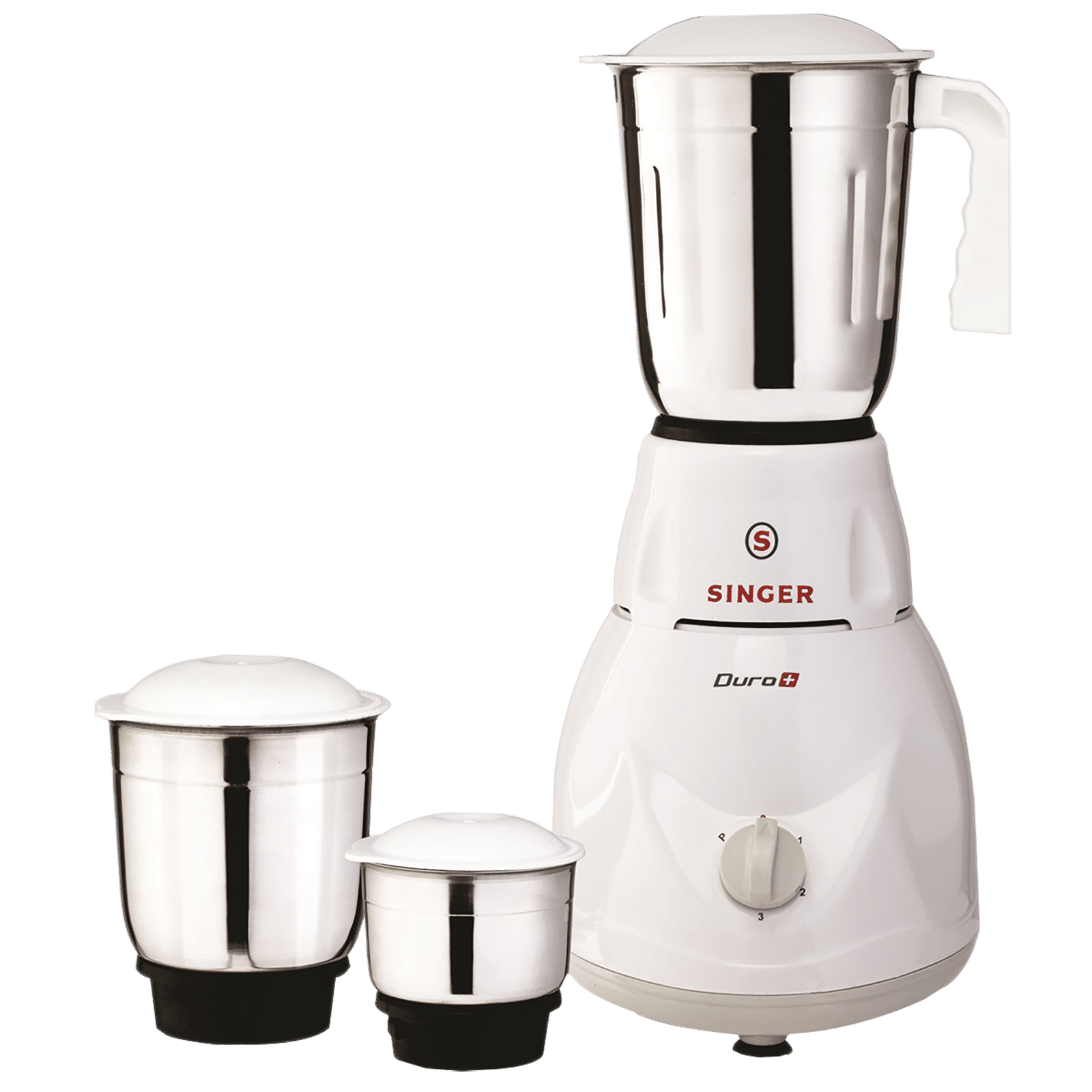 SINGER Duro Plus 500 Watt 3 Jars Mixer Grinder (3 Speed Control with Pulse Function, White)_1