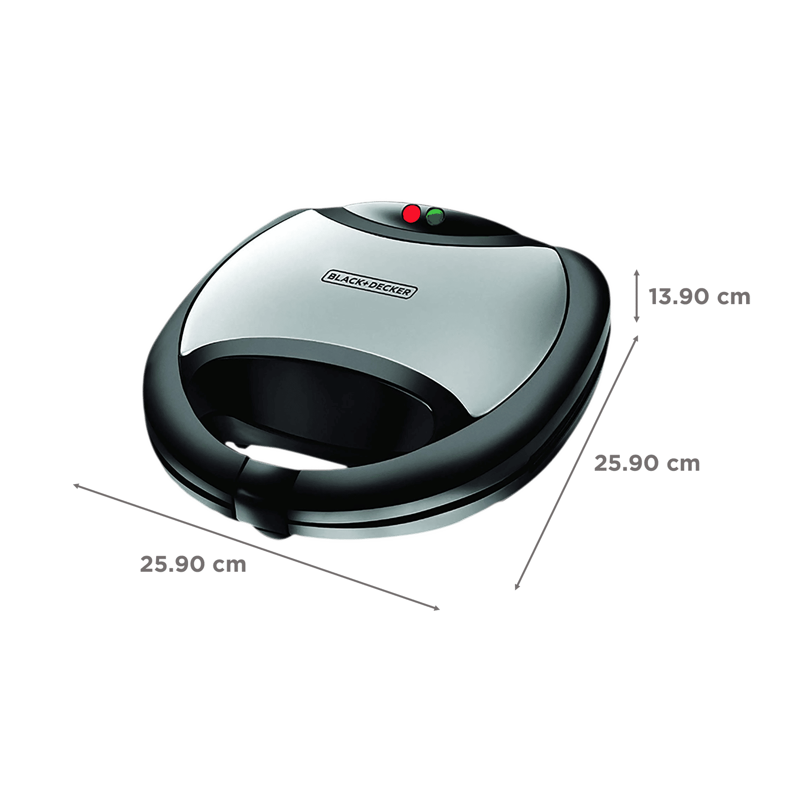 BLACK&DECKER TS2020 750W 2 Slice Sandwich Maker with Thermostat Control (Black & Silver) BLACK&DECKER TS2020 750W 2 Slice Sandwich Maker with Thermostat Control (Black & Silver)_2