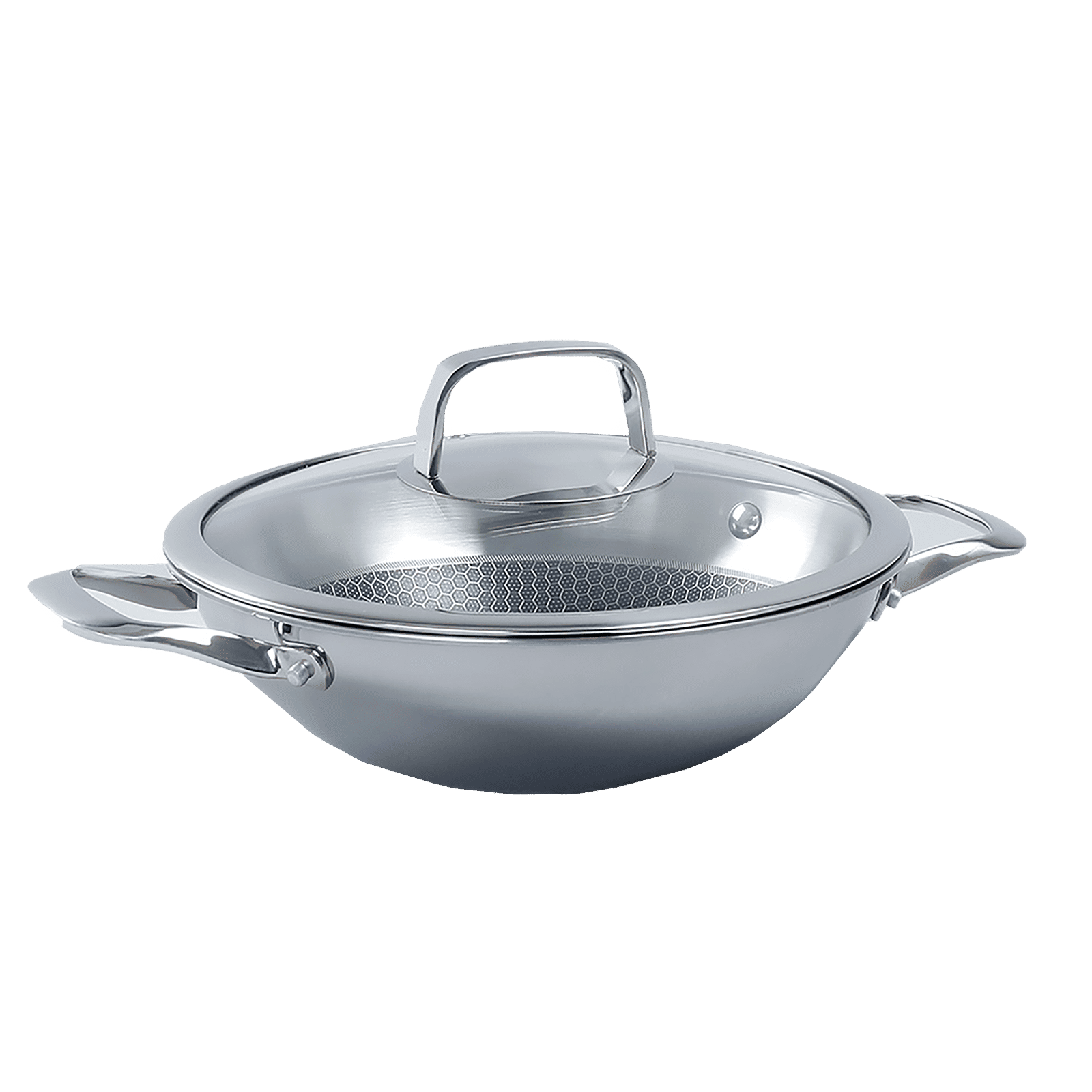 WONDERCHEF Stanton Wok with Lid (304 Stainless Steel Body, 63152779, Silver) WONDERCHEF Stanton Wok with Lid (304 Stainless Steel Body, 63152779, Silver)_1