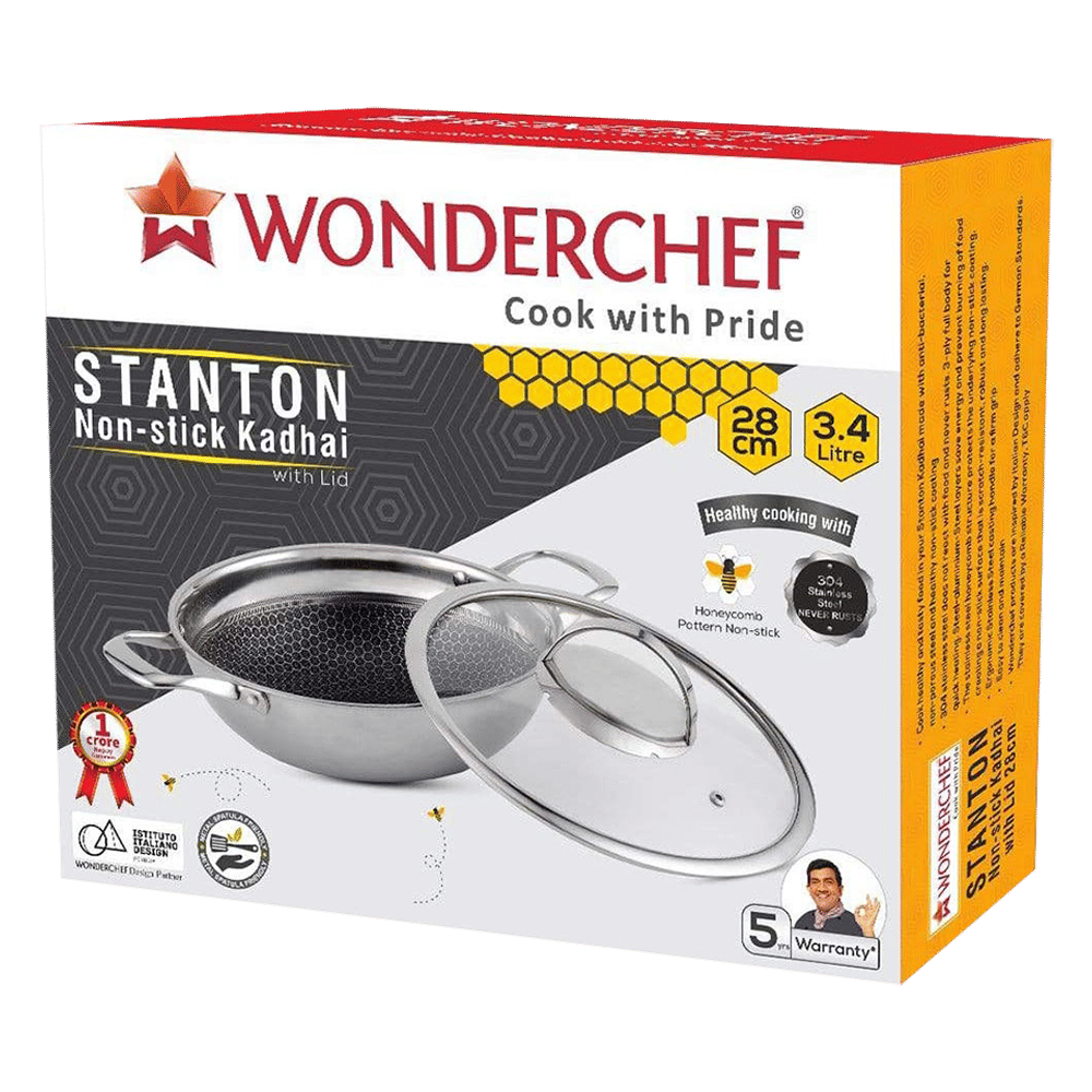 WONDERCHEF Stanton Wok with Lid (304 Stainless Steel Body, 63152779, Silver) WONDERCHEF Stanton Wok with Lid (304 Stainless Steel Body, 63152779, Silver)_14