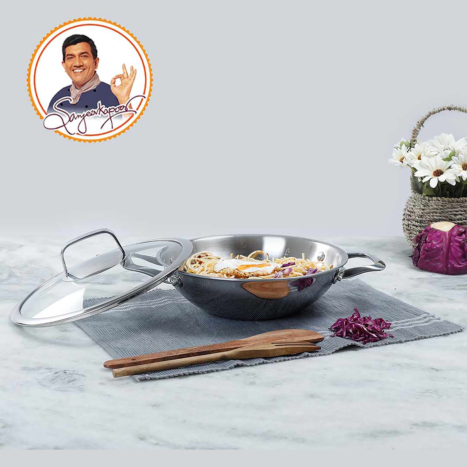 WONDERCHEF Stanton Wok with Lid (304 Stainless Steel Body, 63152779, Silver) WONDERCHEF Stanton Wok with Lid (304 Stainless Steel Body, 63152779, Silver)_6
