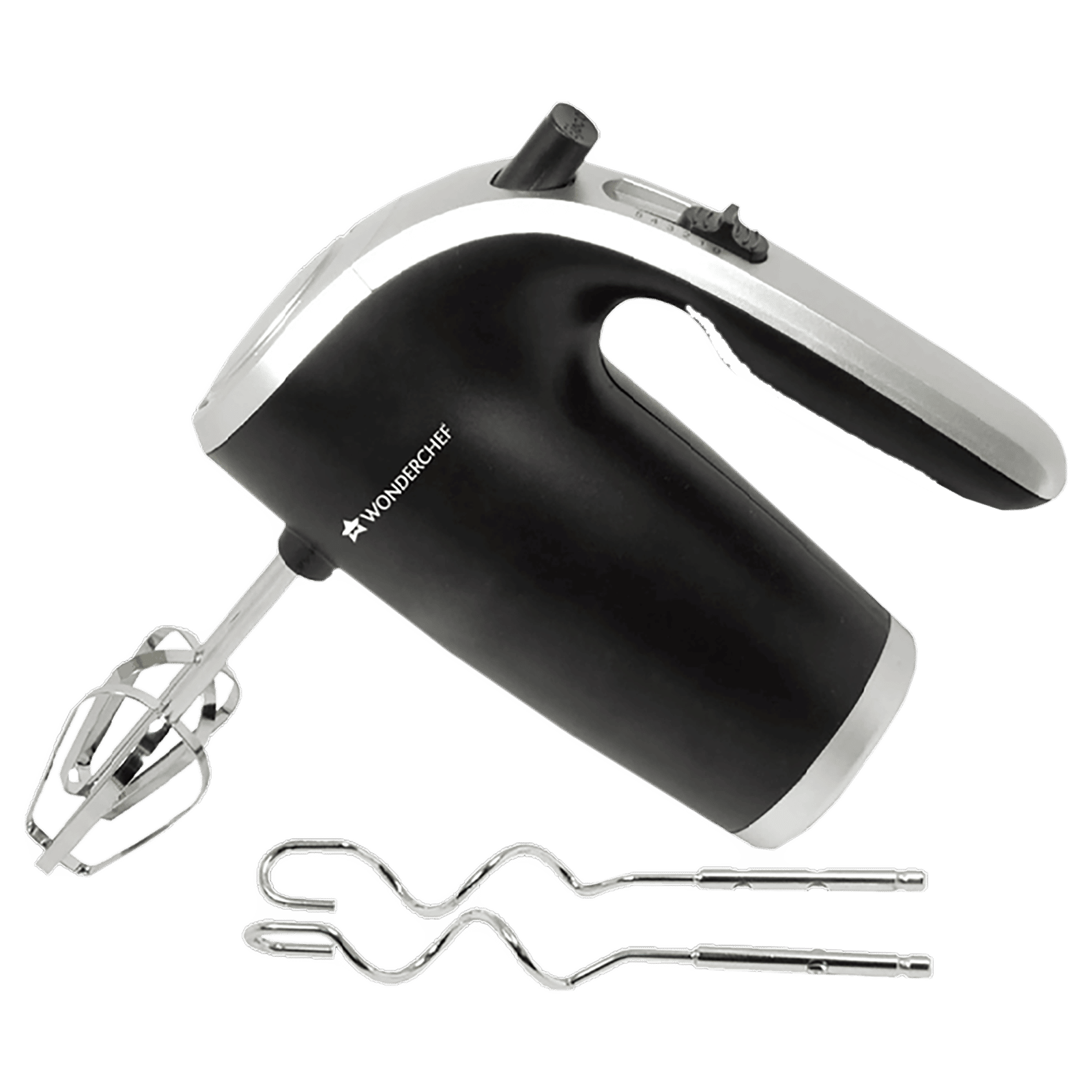 WONDERCHEF Onyx 300 Watt 5 Speed Hand Mixer with 2 Attachments (Ergonomic Handle, Black/Silver) WONDERCHEF Onyx 300 Watt 5 Speed Hand Mixer with 2 Attachments (Ergonomic Handle, Black/Silver)_1