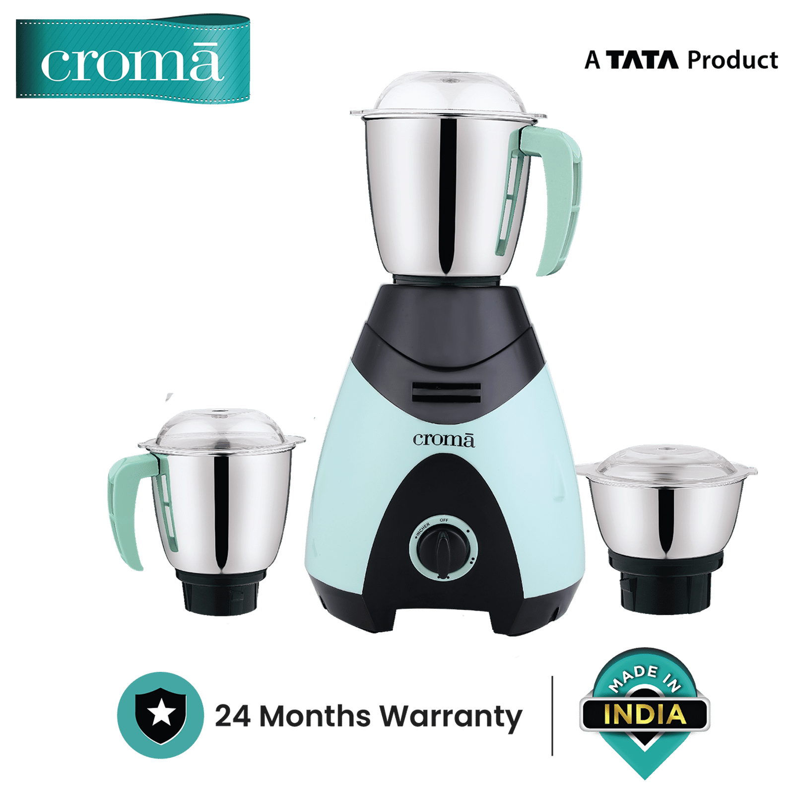 Croma 750 Watt 3 Jars Mixer Grinder (19000 RPM, 3 Speed Control with Pulse Function, Black/Green)_11