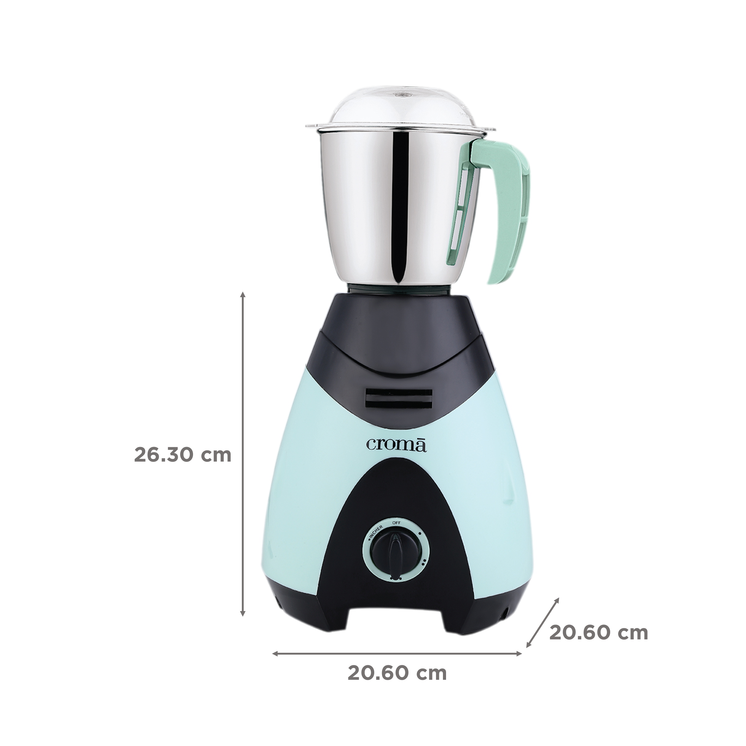 Croma 750 Watt 3 Jars Mixer Grinder (19000 RPM, 3 Speed Control with Pulse Function, Black/Green)_3
