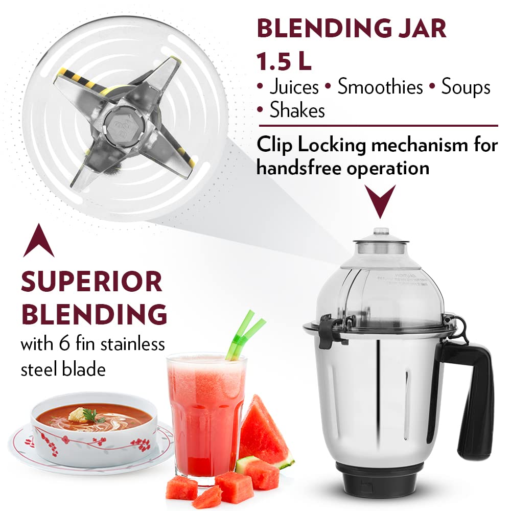 BOROSIL Silverline 750 Watt 3 Jars Mixer Grinder (20000 RPM, Anti-Skid Rubber Feet, Black & Silver) BOROSIL Silverline 750 Watt 3 Jars Mixer Grinder (20000 RPM, Anti-Skid Rubber Feet, Black & Silver)_9