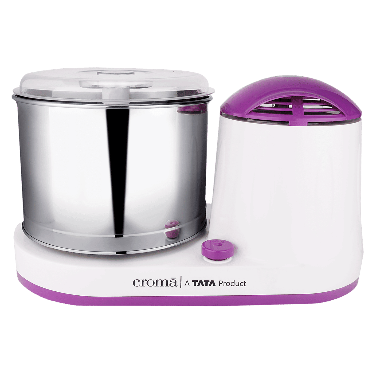 Croma 2 Litres 2 Stones Wet Grinder with Coconut Scrapper & Atta Kneader (In-Built Overload Protection, White/Purple) Croma 2 Litres 2 Stones Wet Grinder with Coconut Scrapper & Atta Kneader (In-Built Overload Protection, White/Purple)_1