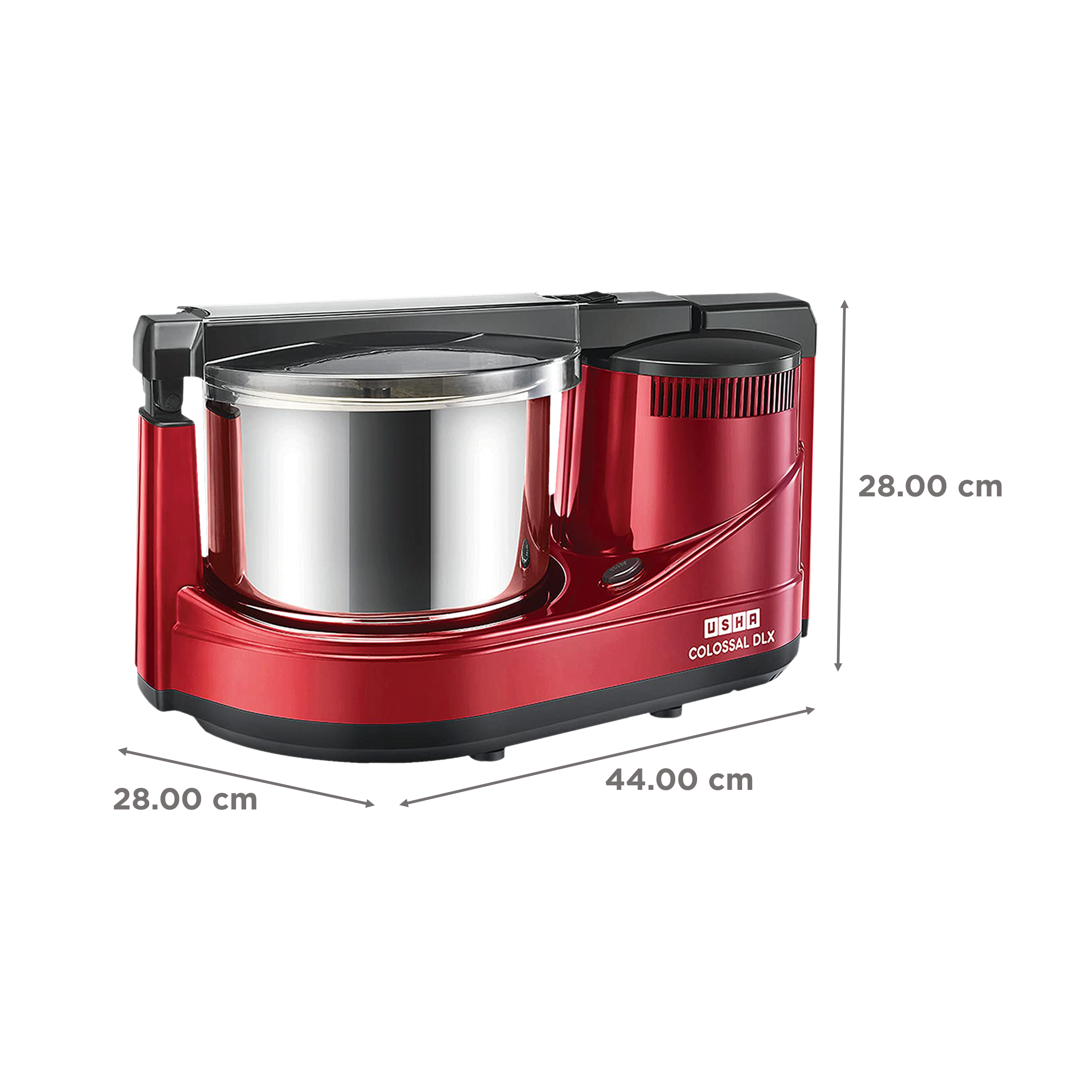 USHA Colossal DLX 2 Litres 2 Stones Wet Grinder with Coconut Scrapper & Atta Kneader (Sturdy High Torque Motor, Red) USHA Colossal DLX 2 Litres 2 Stones Wet Grinder with Coconut Scrapper & Atta Kneader (Sturdy High Torque Motor, Red)_3