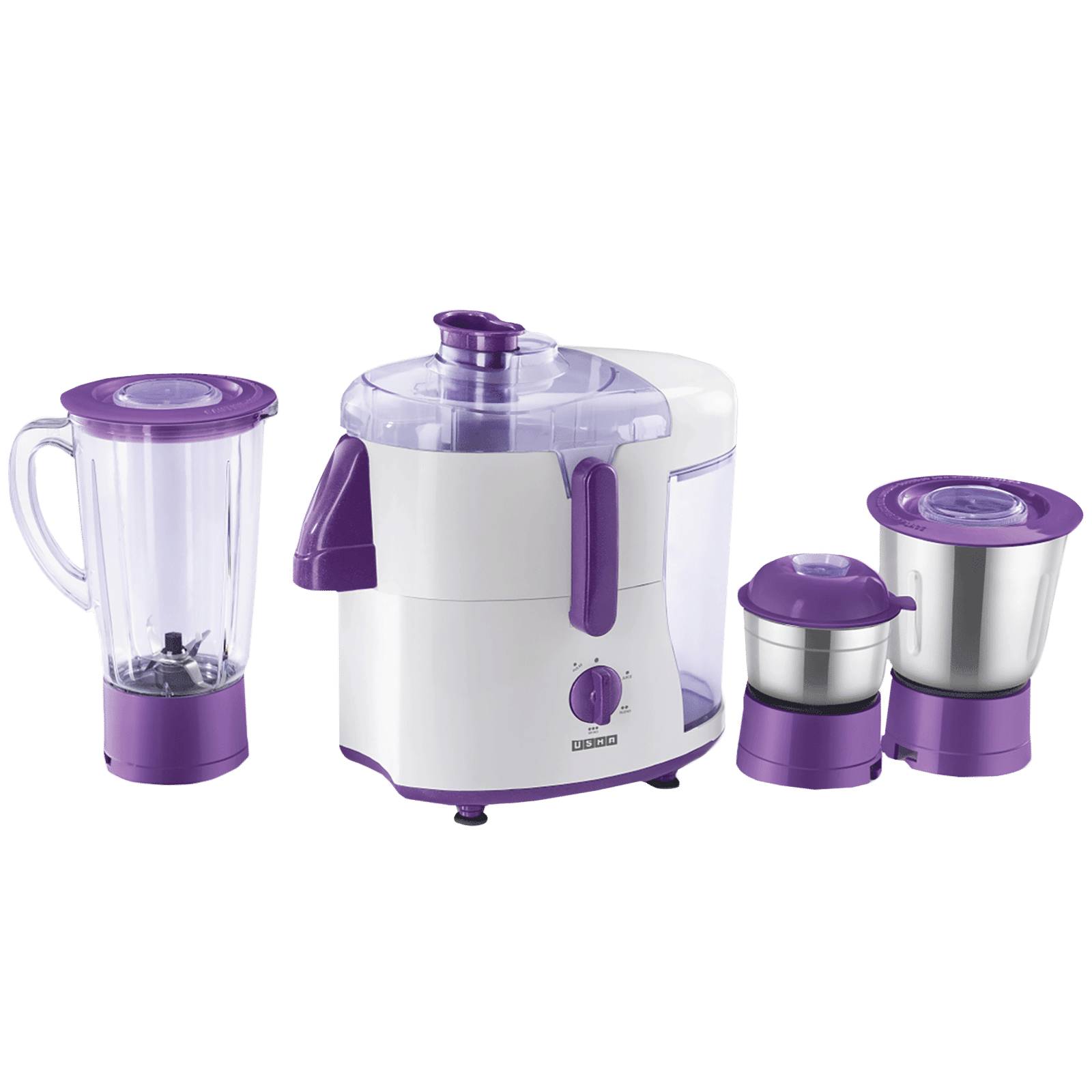 USHA 500 Watt 3 Jars Juicer Mixer Grinder (Anti-Skid Rubber Feet, Magenta/White) USHA 500 Watt 3 Jars Juicer Mixer Grinder (Anti-Skid Rubber Feet, Magenta/White)_1