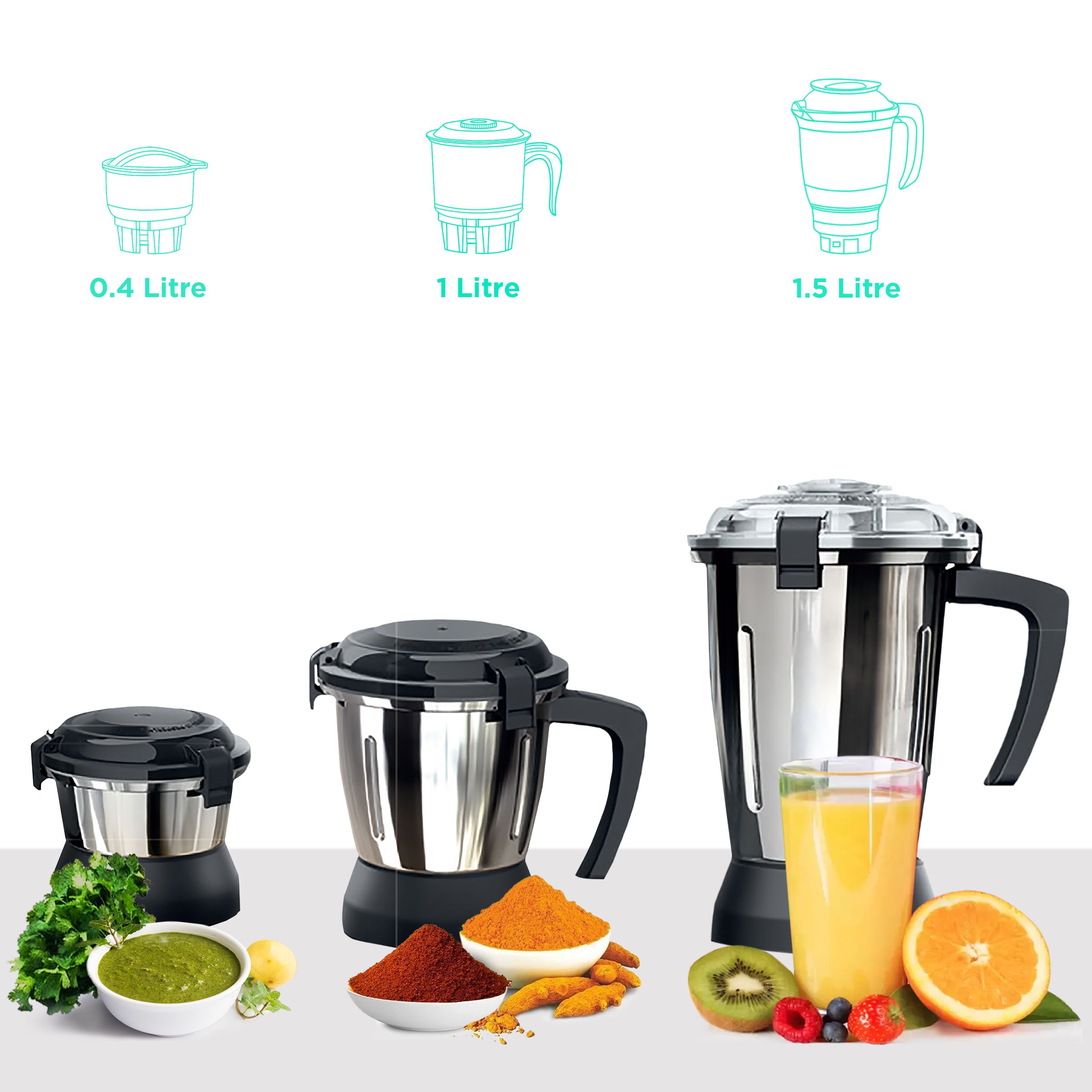 BOSCH TrueMixx Bold 600 Watt 3 Jars Mixer Grinder (22000 RPM, HiFlux Motor, Black) BOSCH TrueMixx Bold 600 Watt 3 Jars Mixer Grinder (22000 RPM, HiFlux Motor, Black)_4