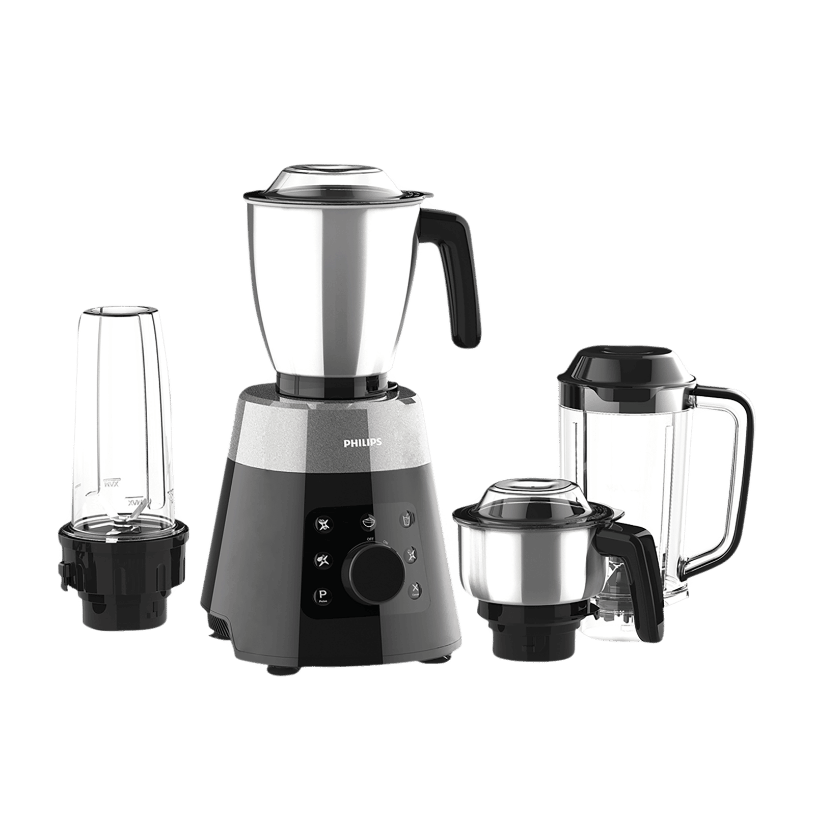 PHILIPS Avance Collection 750 Watt 4 Jars Mixer Grinder (20000 RPM, Built-in Safety Switch, Metallic Silver/Bold Black) PHILIPS Avance Collection 750 Watt 4 Jars Mixer Grinder (20000 RPM, Built-in Safety Switch, Metallic Silver/Bold Black)_1