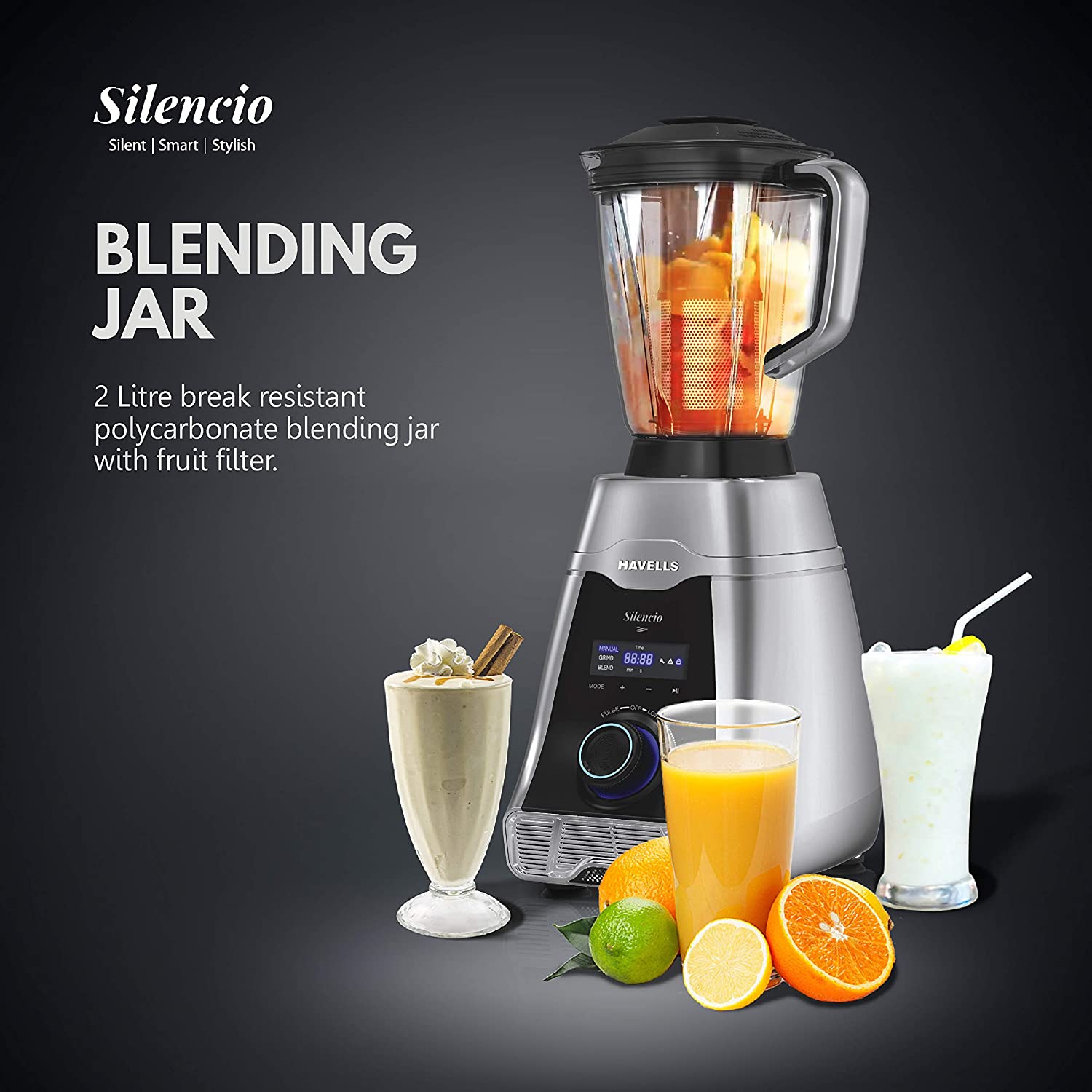 HAVELLS Silencio 500 Watt 4 Jars Mixer Grinder (Digital Display & Touch Control, Black & Silver) HAVELLS Silencio 500 Watt 4 Jars Mixer Grinder (Digital Display & Touch Control, Black & Silver)_6