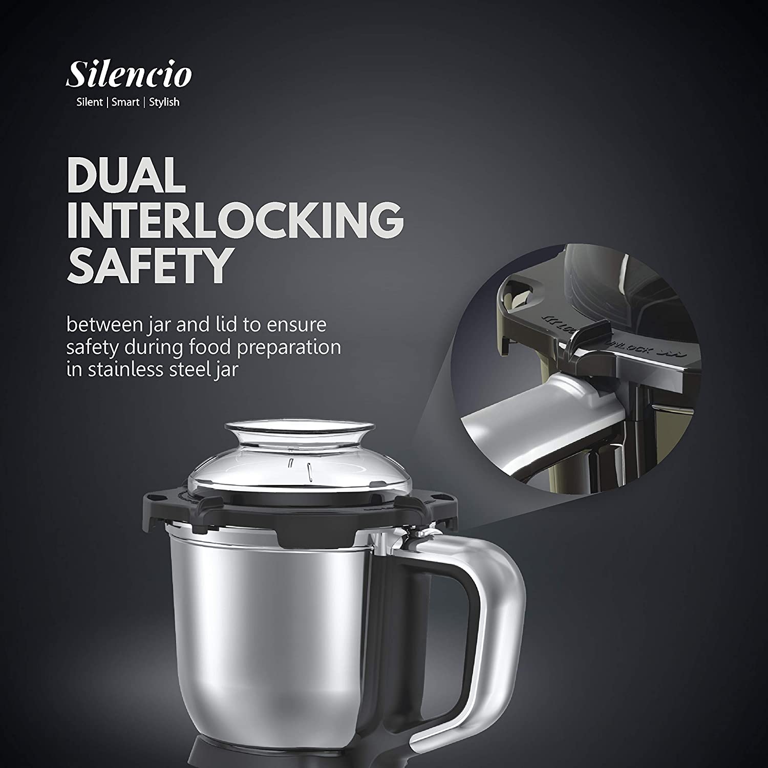 HAVELLS Silencio 500 Watt 4 Jars Mixer Grinder (Digital Display & Touch Control, Black & Silver) HAVELLS Silencio 500 Watt 4 Jars Mixer Grinder (Digital Display & Touch Control, Black & Silver)_9