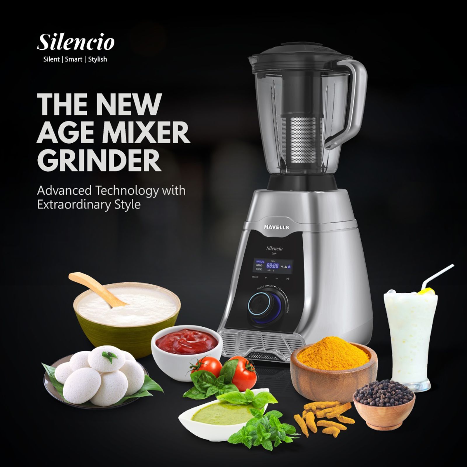 HAVELLS Silencio 500 Watt 4 Jars Mixer Grinder (Digital Display & Touch Control, Black & Silver) HAVELLS Silencio 500 Watt 4 Jars Mixer Grinder (Digital Display & Touch Control, Black & Silver)_14