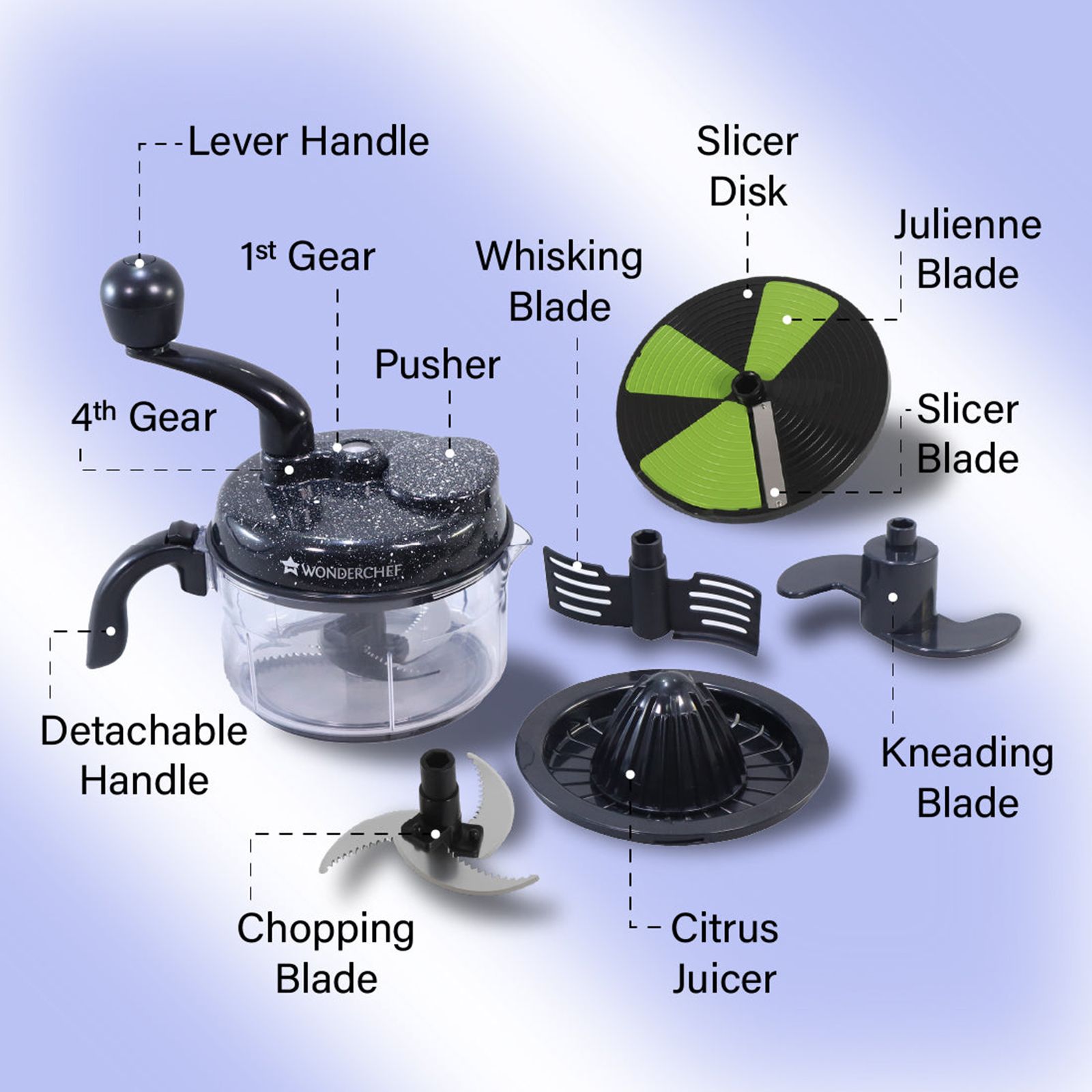 WONDERCHEF Turbo Vegetable & Fruit Chopper with 3 Blades (Black) WONDERCHEF Turbo Vegetable & Fruit Chopper with 3 Blades (Black)_9