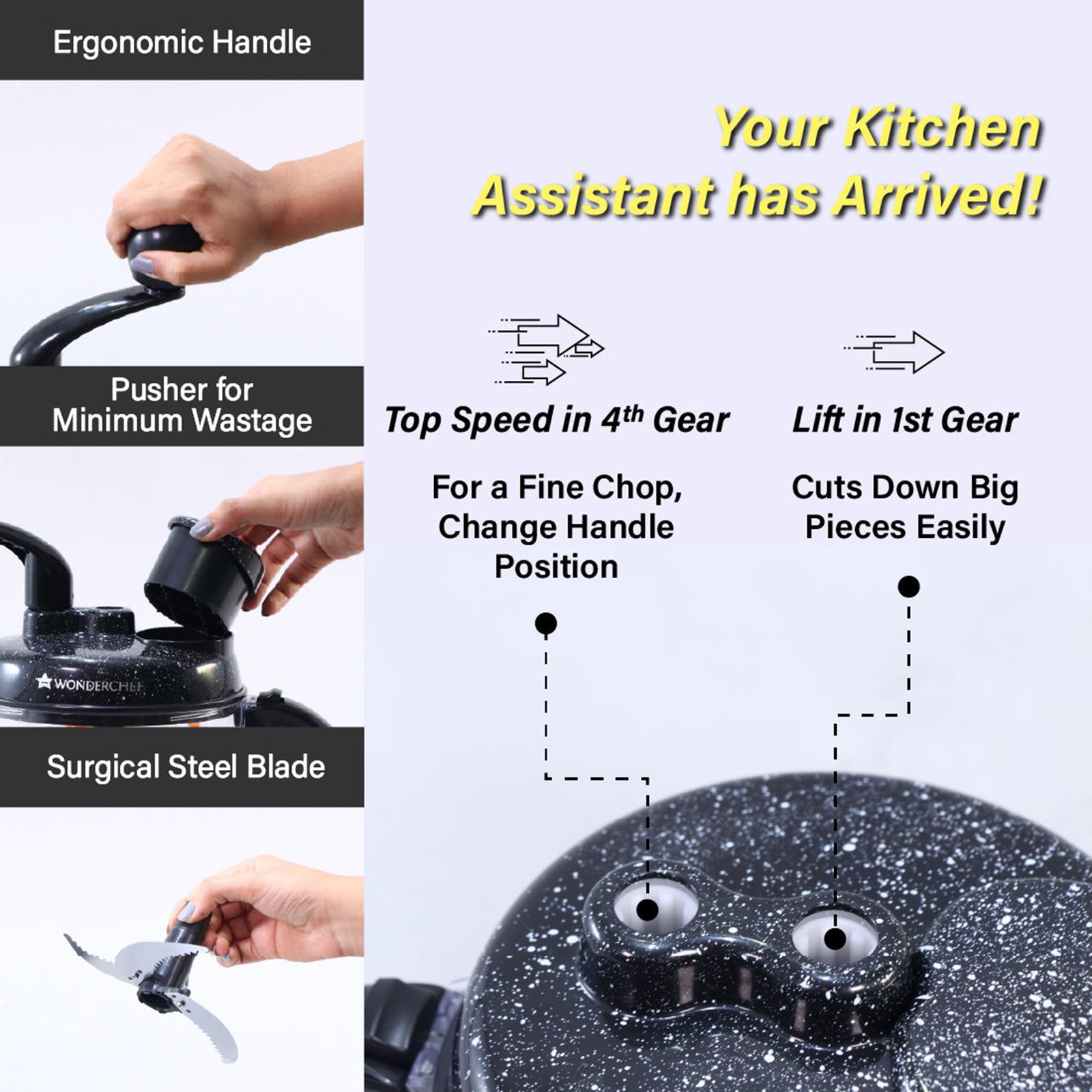 WONDERCHEF Turbo Vegetable & Fruit Chopper with 3 Blades (Black) WONDERCHEF Turbo Vegetable & Fruit Chopper with 3 Blades (Black)_11