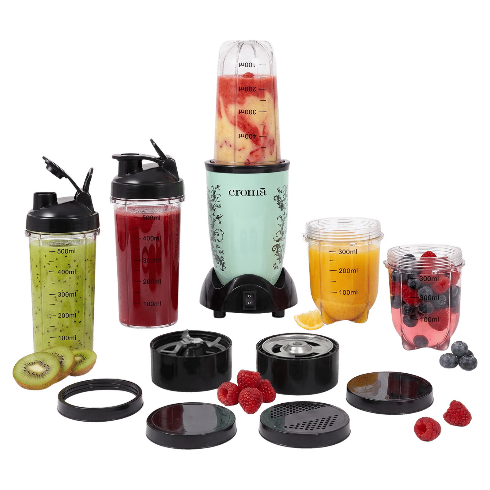 Croma Nutri 450 Watt 5 Jars Blender (21500 RPM, Overload Protection, Teal Green) Croma Nutri 450 Watt 5 Jars Blender (21500 RPM, Overload Protection, Teal Green)_1