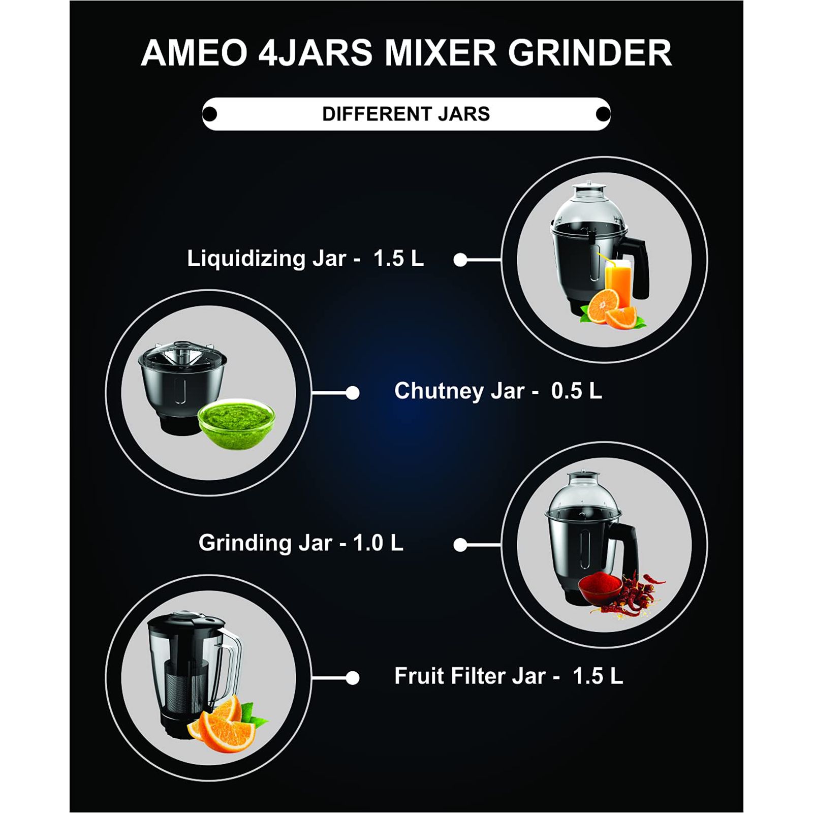 Crompton Ameo 750 Watt 4 Jars Mixer Grinder (MaxiGrind Technology, Black/Green) Crompton Ameo 750 Watt 4 Jars Mixer Grinder (MaxiGrind Technology, Black/Green)_9