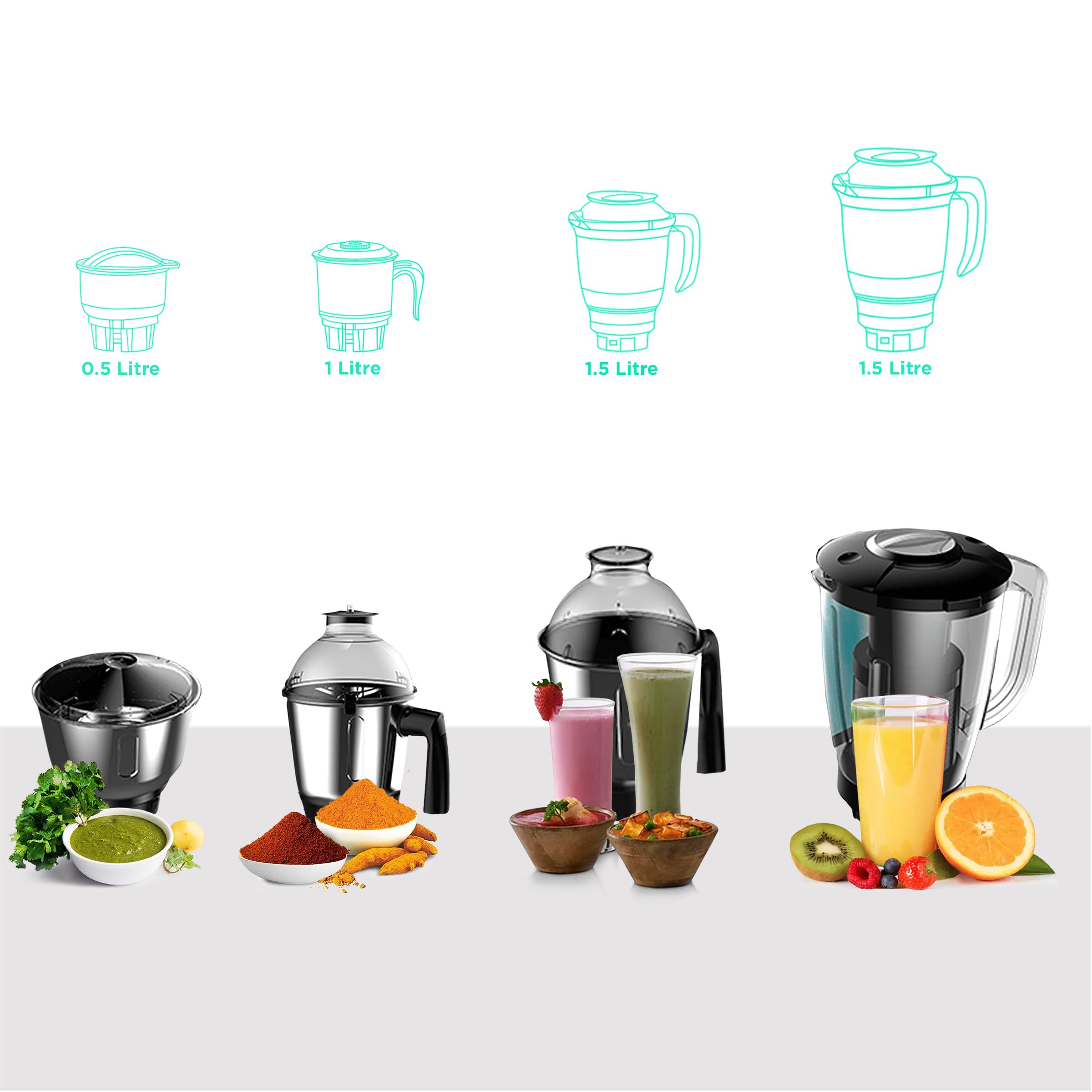 Crompton Ameo 750 Watt 4 Jars Mixer Grinder (MaxiGrind Technology, Black/Green) Crompton Ameo 750 Watt 4 Jars Mixer Grinder (MaxiGrind Technology, Black/Green)_4
