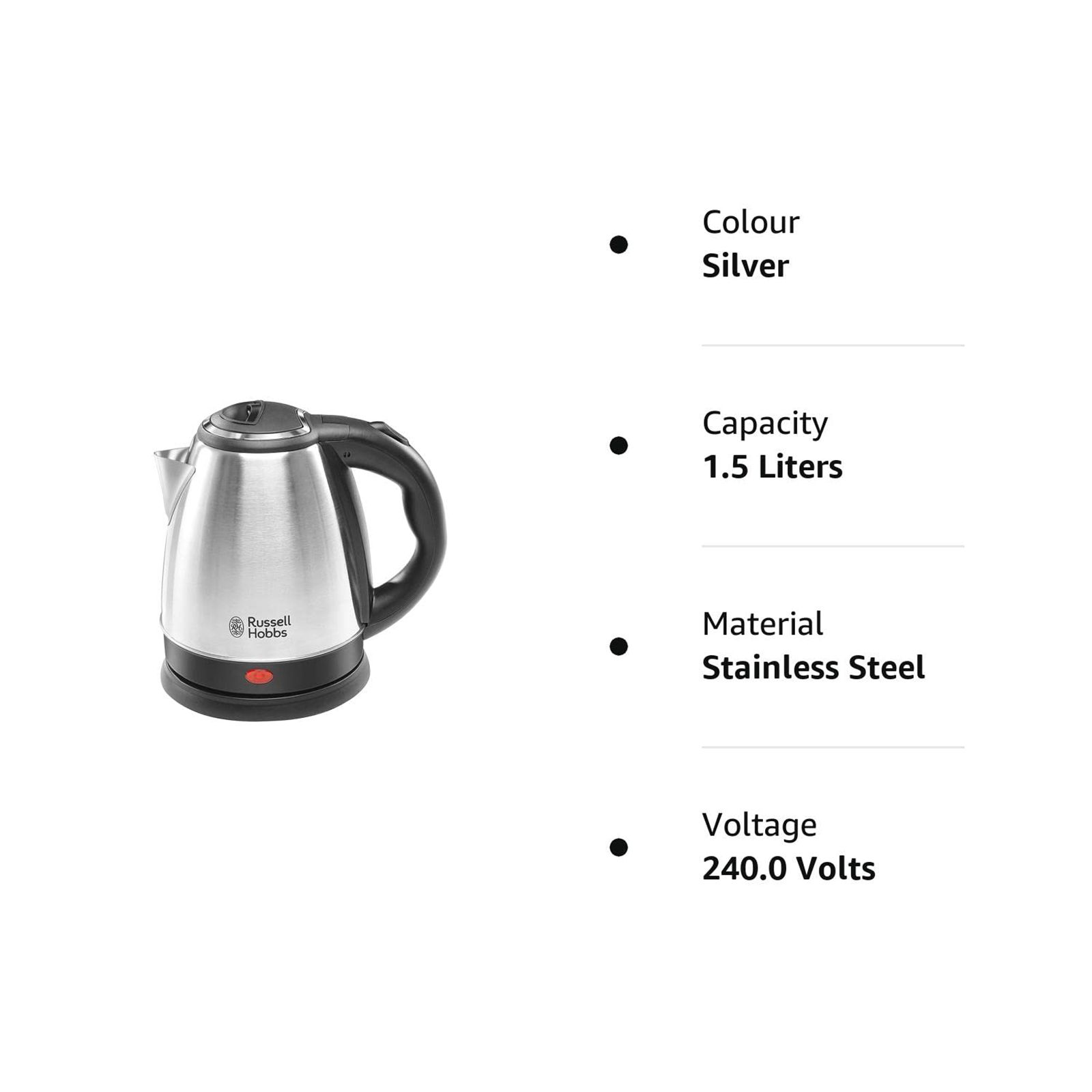Russell Hobbs DOME1515 1500 Watt 1.5 Litre Electric Kettle with Auto Shut Off (Silver)_9