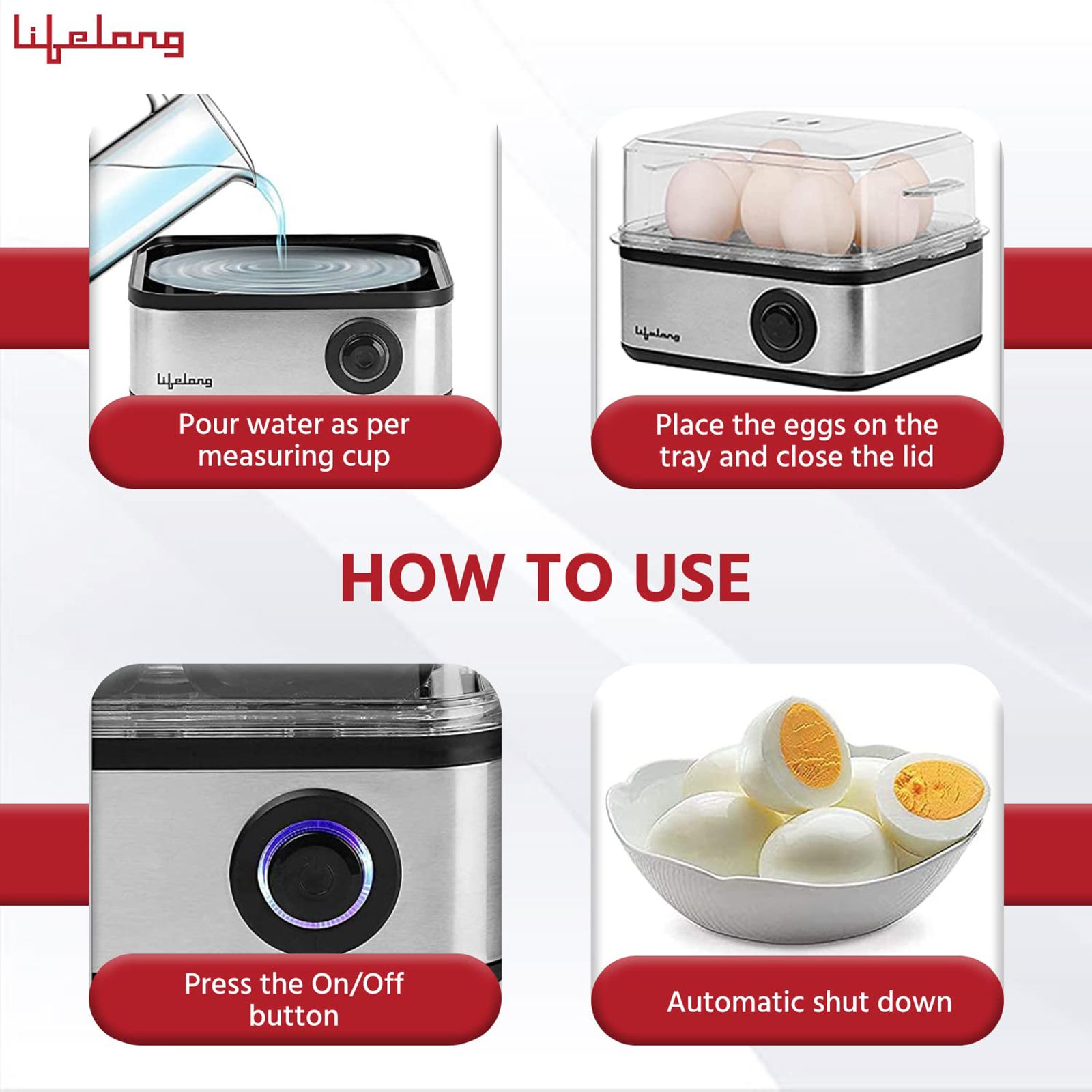 Lifelong LLEB02 8 Egg Electric Egg Boiler with Auto Shut Off (Silver)_7
