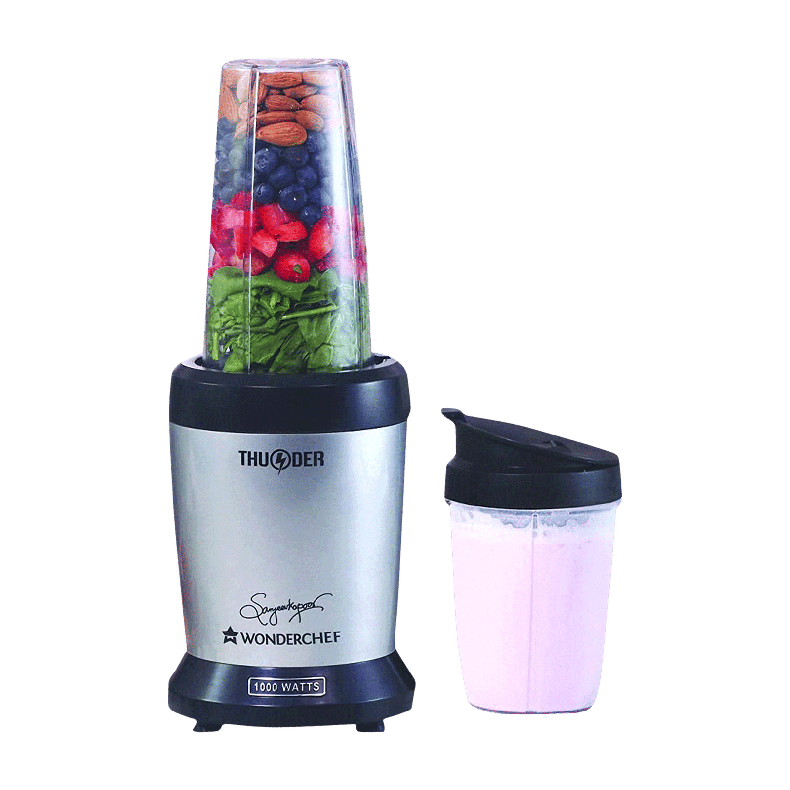 WONDERCHEF Nutri-Blend Thunder 1000 Watt 2 Jars Mixer Grinder Blender (22000 RPM, Compact Design, Black/Silver) WONDERCHEF Nutri-Blend Thunder 1000 Watt 2 Jars Mixer Grinder Blender (22000 RPM, Compact Design, Black/Silver)_1