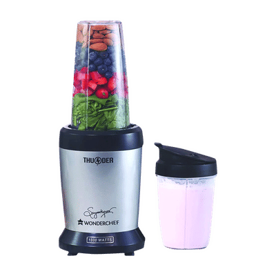 WONDERCHEF Nutri-Blend Thunder 1000 Watt 2 Jars Mixer Grinder Blender (22000 RPM, Compact Design, Black/Silver)