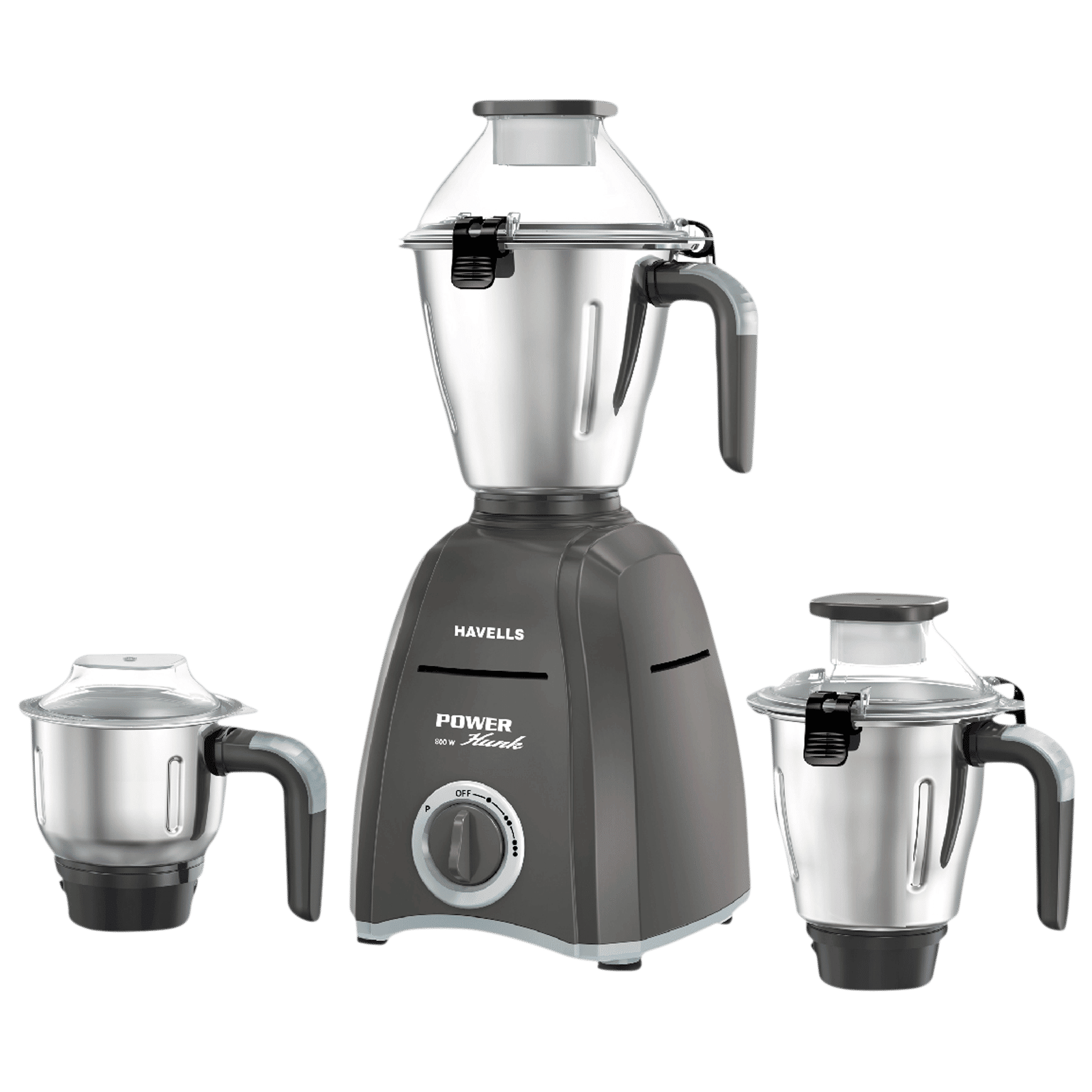 HAVELLS Power Hunk 800 Watt 3 Jars Mixer Grinder (21000 RPM, Hands-free Operation, Grey) HAVELLS Power Hunk 800 Watt 3 Jars Mixer Grinder (21000 RPM, Hands-free Operation, Grey)_1