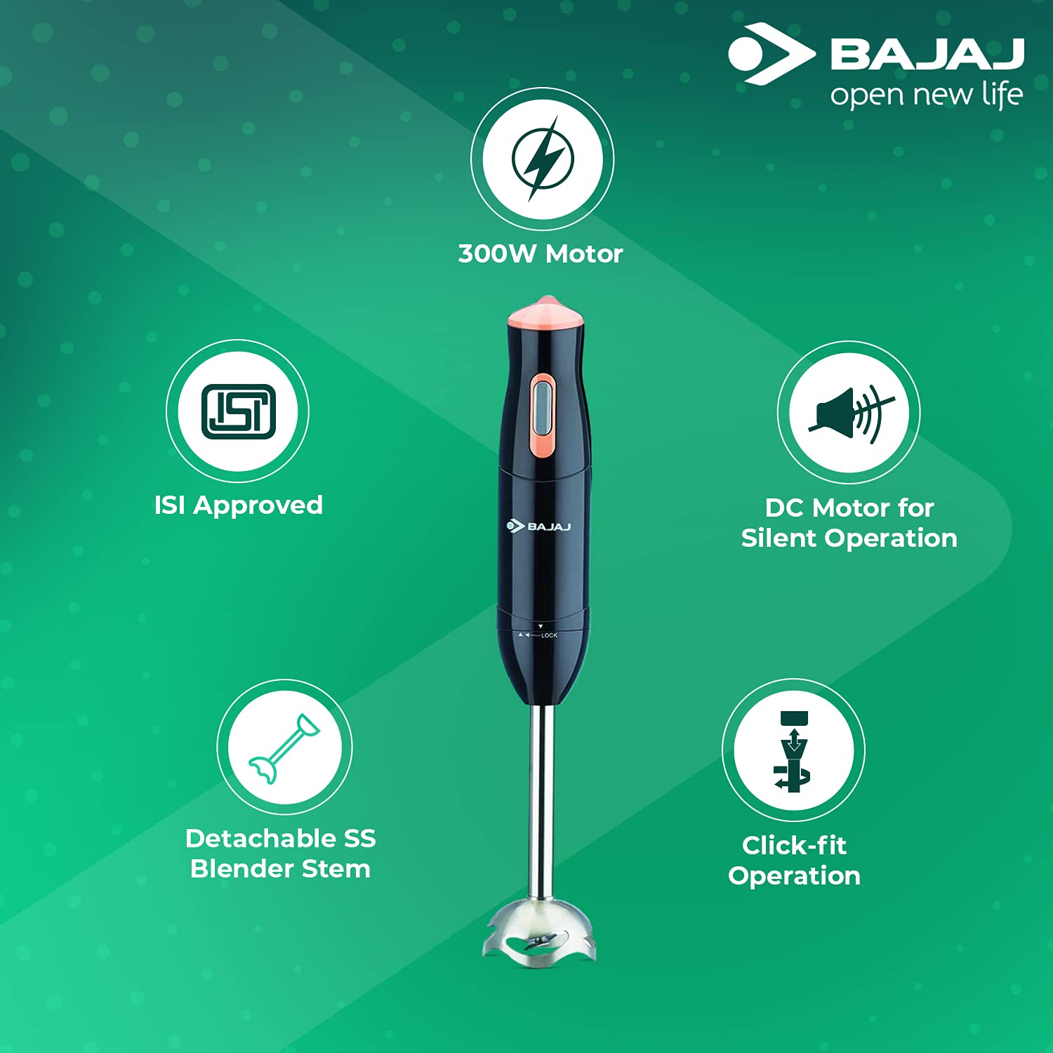 BAJAJ HB 21 300 Watt Hand Blender (Silent DC Motor, Black)_7
