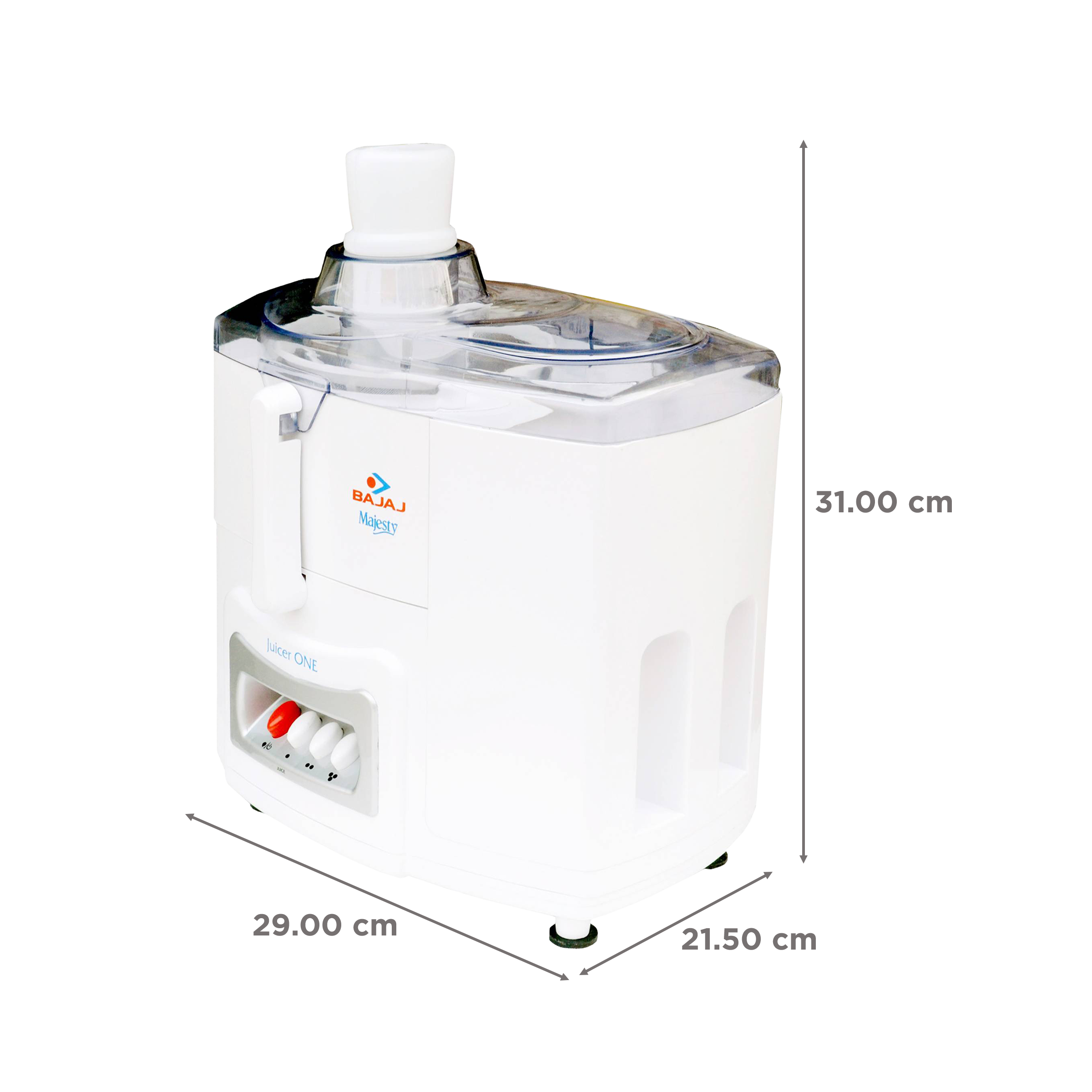 BAJAJ Majesty Juicer One 500 Watt Juicer (18000 RPM, 3 Speed Control, White)_3