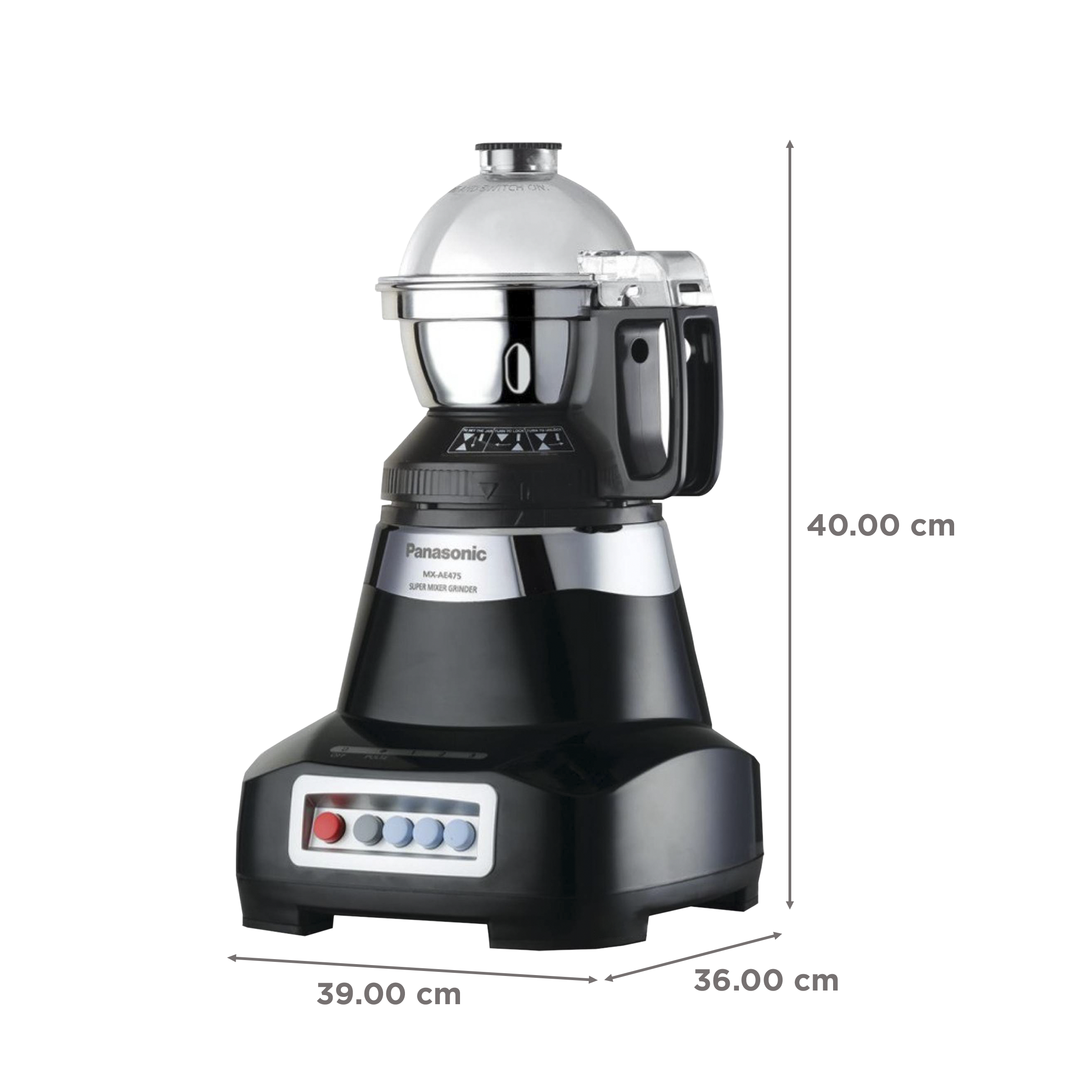 Panasonic 750 Watt 4 Jars Juicer Mixer Grinder (Double Safety Lock, Black)_3
