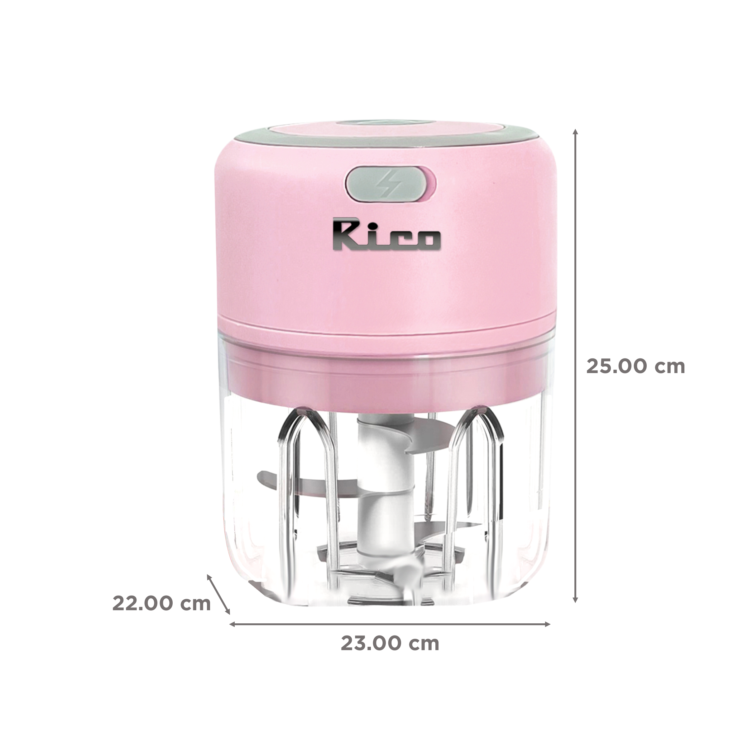 Rico 30 Watt Vegetable & Fruit Chopper with 3 Blades (Pink)_3