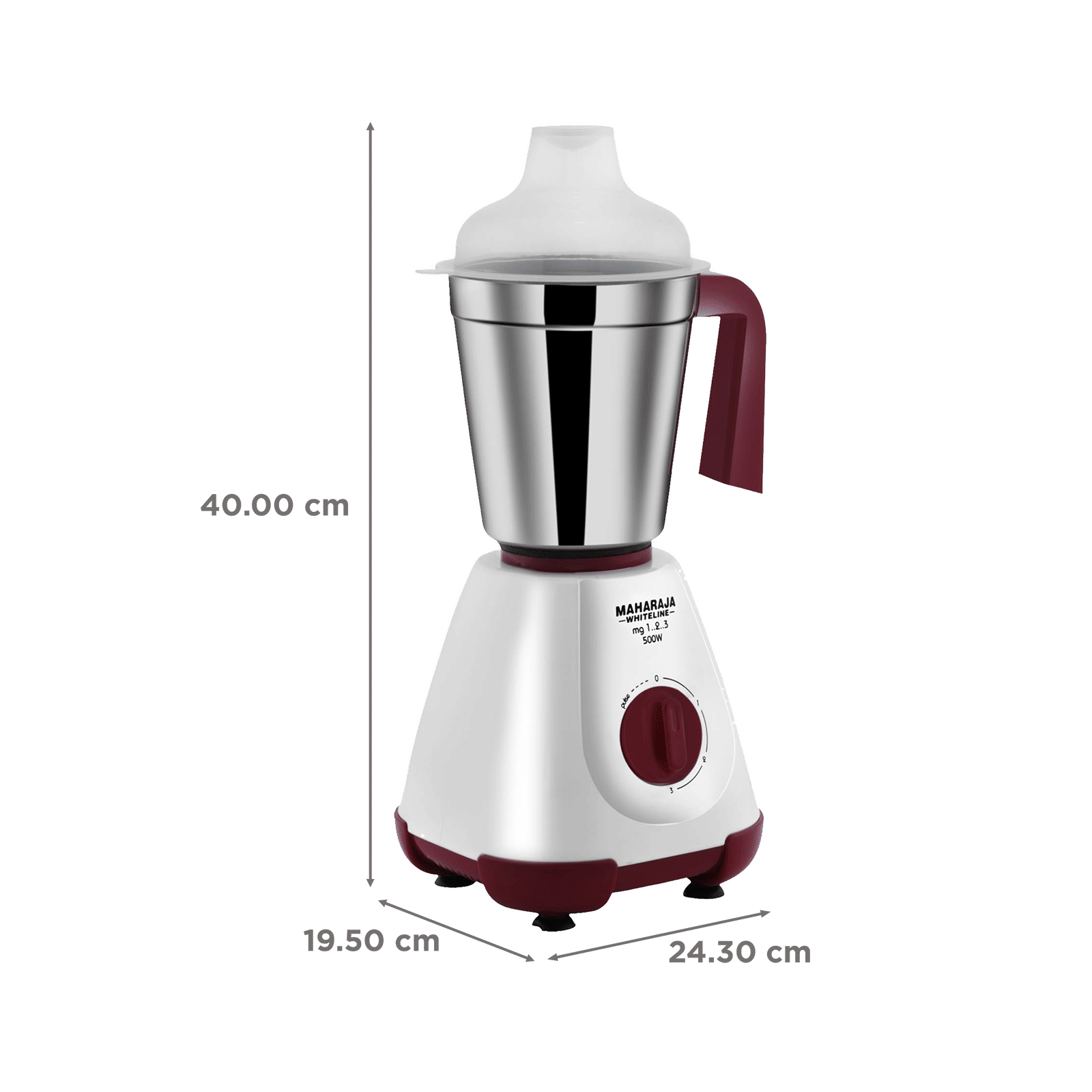 MAHARAJA WHITELINE MG 123 500 Watt 3 Jars Mixer Grinder (20000 RPM, 30 Minutes Operating Time, Cherry Red & White)_3