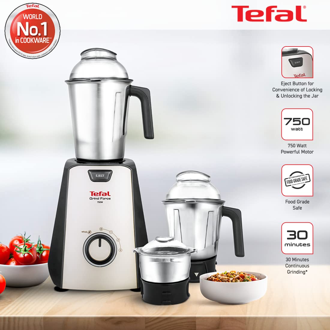 Tefal Grindforce 750 Watt 3 Jars Mixer Grinder (Eject System, Black/Silver) Tefal Grindforce 750 Watt 3 Jars Mixer Grinder (Eject System, Black/Silver)_13