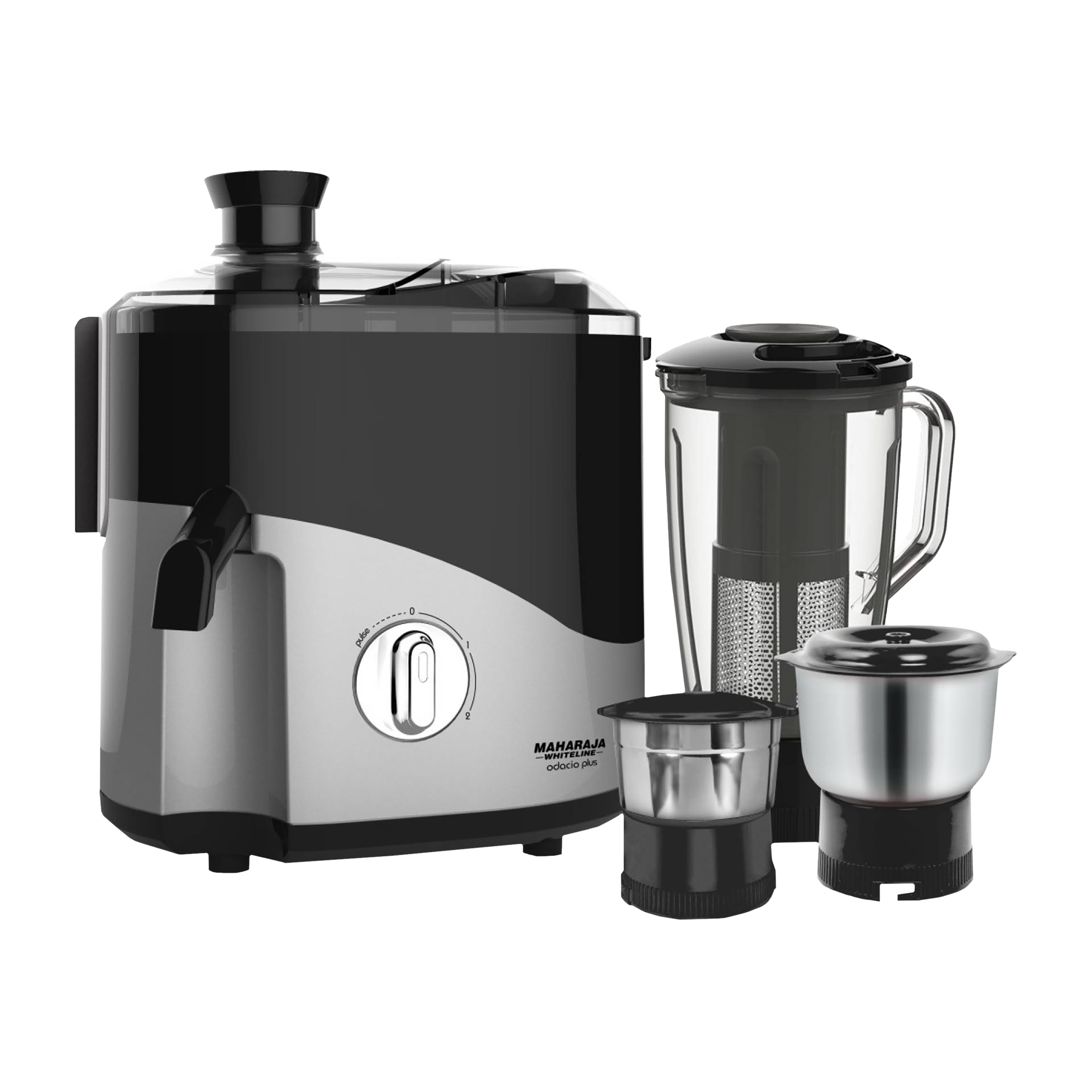 MAHARAJA WHITELINE Odacio Plus JX1-157 550 Watt 3 Jars Juicer Mixer Grinder (18000 RPM, Overload Protection, Black/Silver) MAHARAJA WHITELINE Odacio Plus JX1-157 550 Watt 3 Jars Juicer Mixer Grinder (18000 RPM, Overload Protection, Black/Silver)_1