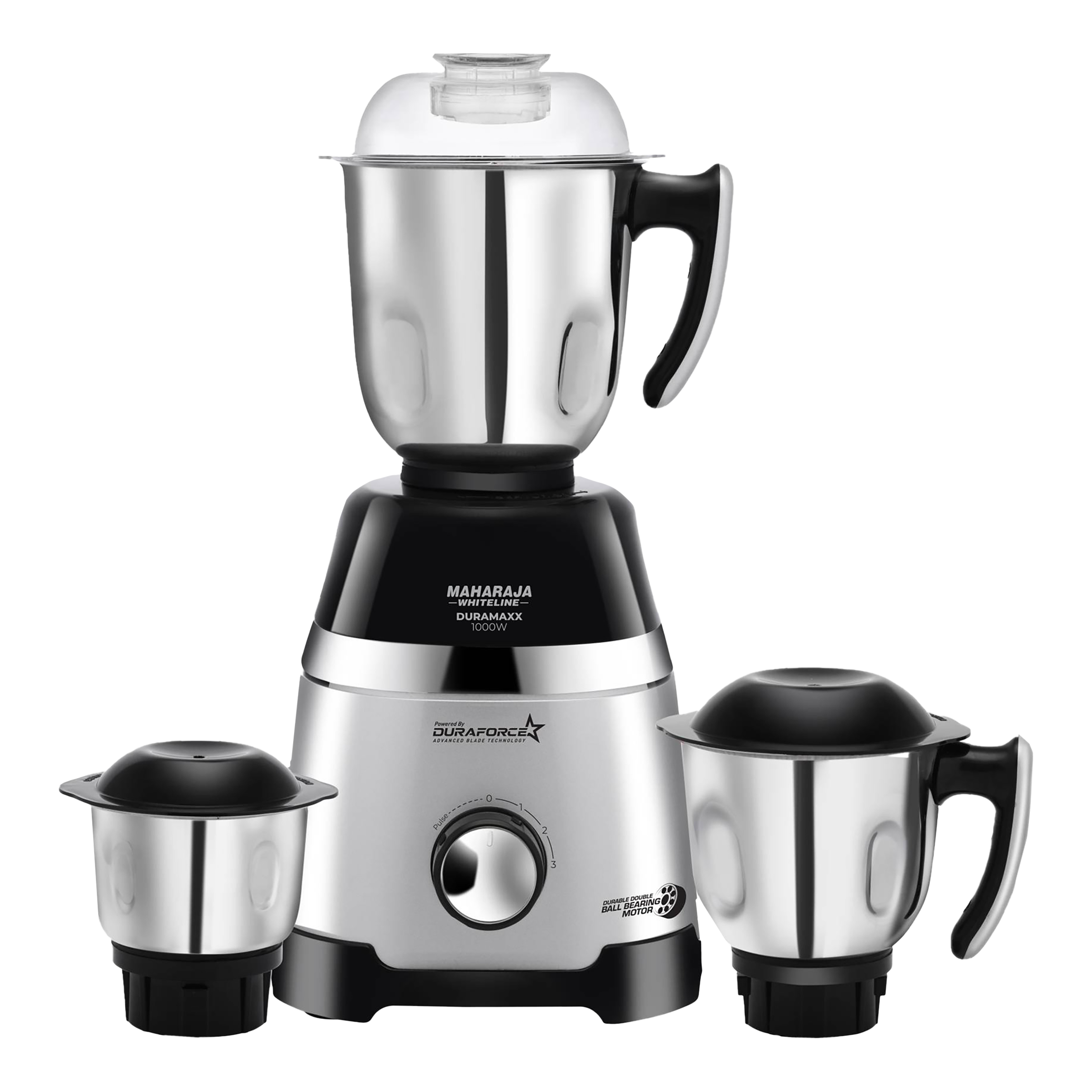 MAHARAJA WHITELINE Duramaxx 1000 Watt 3 Jars Mixer Grinder (22000 RPM, Food Grade Safe, Black/Silver) MAHARAJA WHITELINE Duramaxx 1000 Watt 3 Jars Mixer Grinder (22000 RPM, Food Grade Safe, Black/Silver)_1