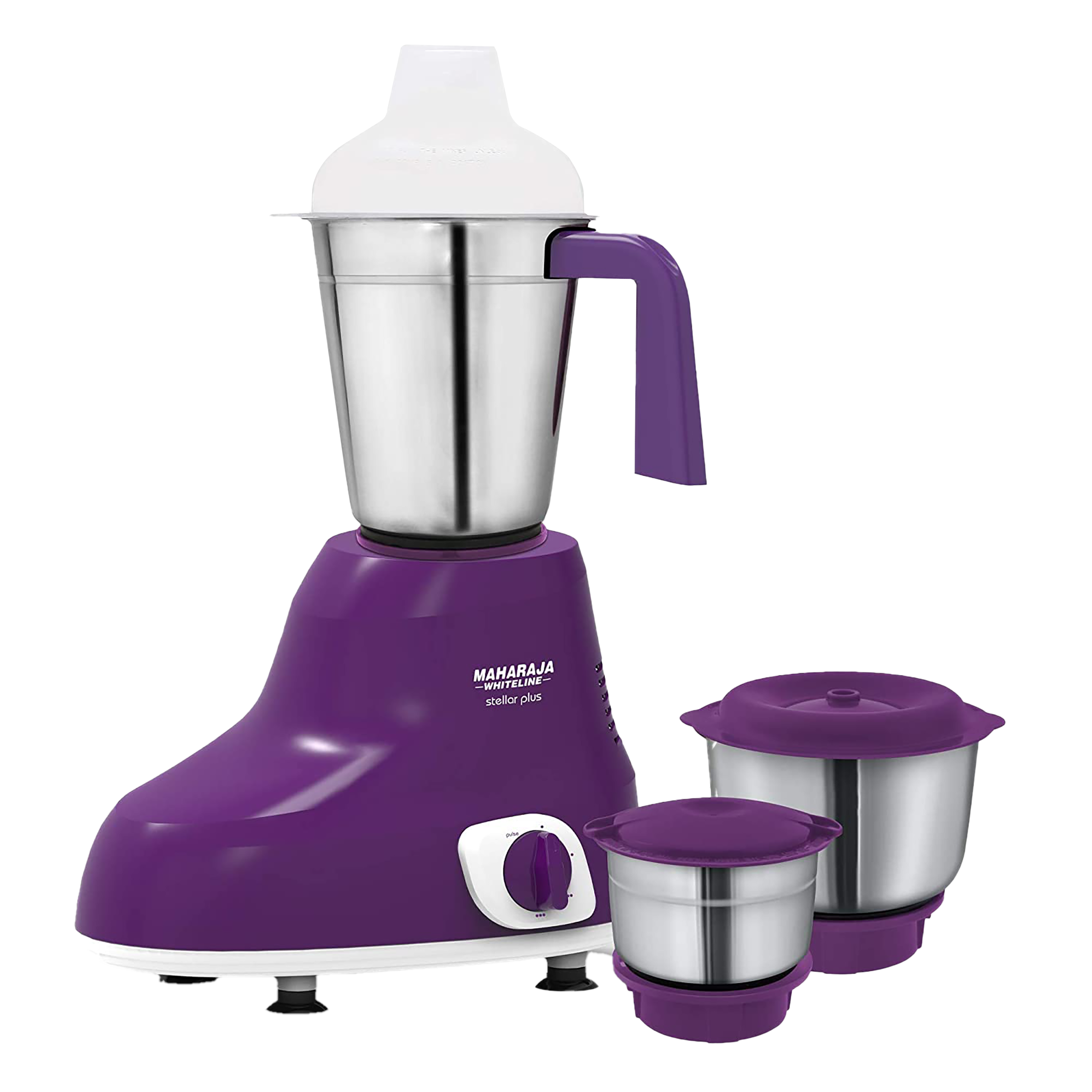 MAHARAJA WHITELINE Stellar Plus MX-228 500 Watt 3 Jars Mixer Grinder (20000 RPM, 30 Minutes Operating Time, Violet/White) MAHARAJA WHITELINE Stellar Plus MX-228 500 Watt 3 Jars Mixer Grinder (20000 RPM, 30 Minutes Operating Time, Violet/White)_1
