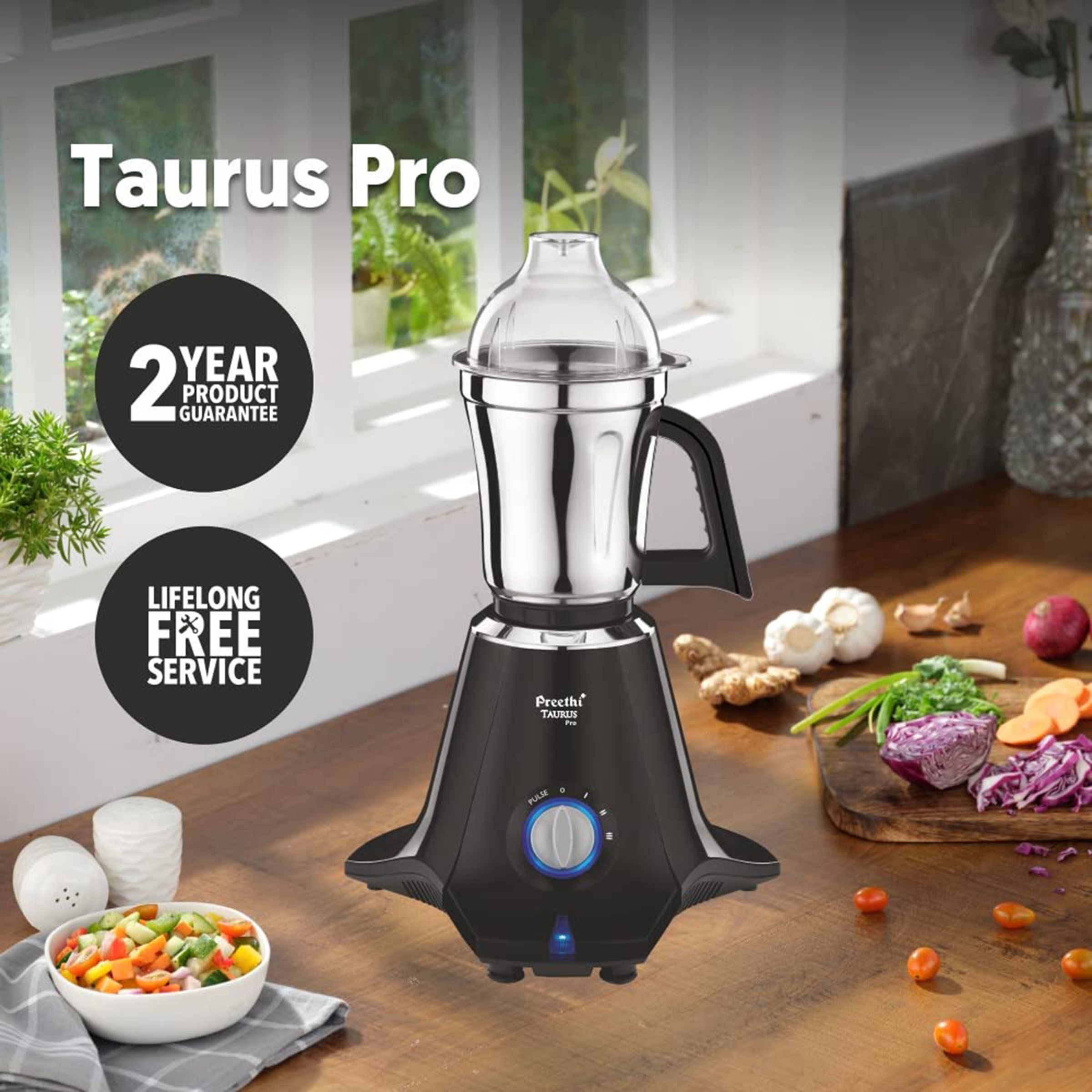 Preethi Taurus Pro 1000 Watt 3 Jars Mixer Grinder (19000 RPM, 3D Cooling System, Black/Blue) Preethi Taurus Pro 1000 Watt 3 Jars Mixer Grinder (19000 RPM, 3D Cooling System, Black/Blue)_7