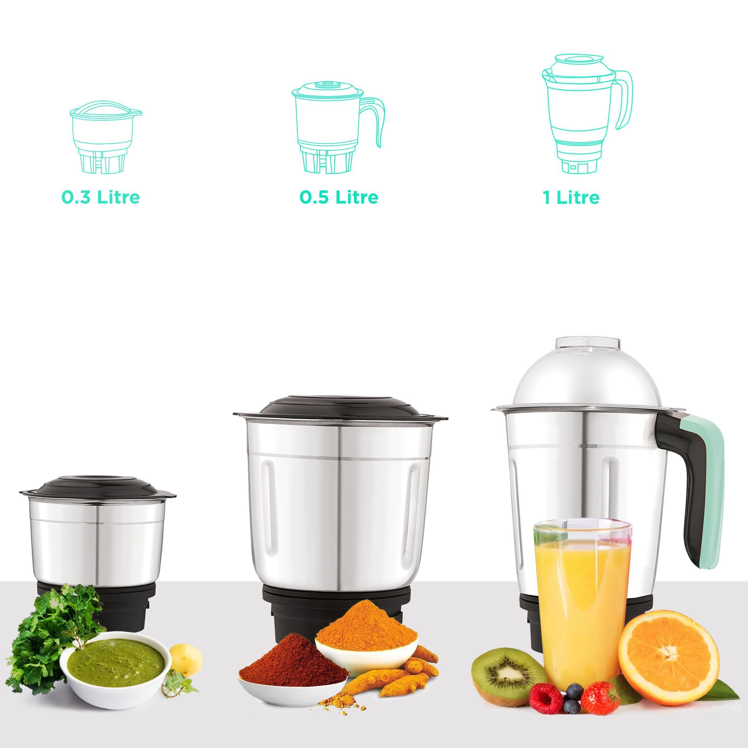 Croma 500 Watt 3 Jars Mixer Grinder (19000 RPM, Shock Proof Body, Green) Croma 500 Watt 3 Jars Mixer Grinder (19000 RPM, Shock Proof Body, Green)_4