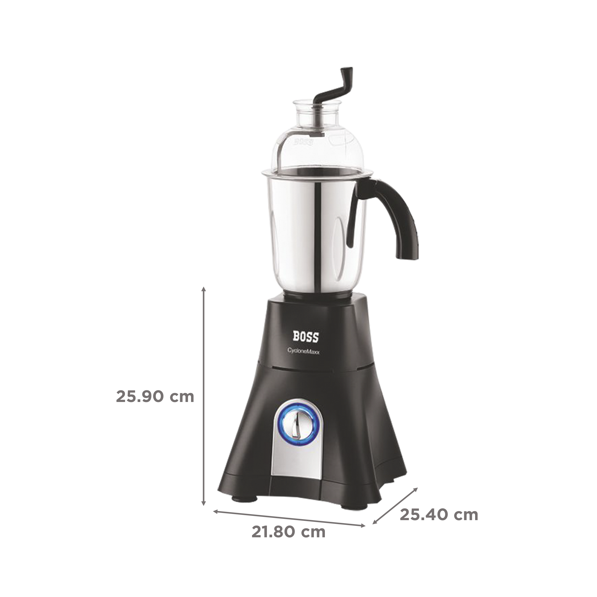 BOSS CycloneMaxx 900 Watt 4 Jars Mixer Grinder (3 Variable Speed Control with LED Light, Black) BOSS CycloneMaxx 900 Watt 4 Jars Mixer Grinder (3 Variable Speed Control with LED Light, Black)_3