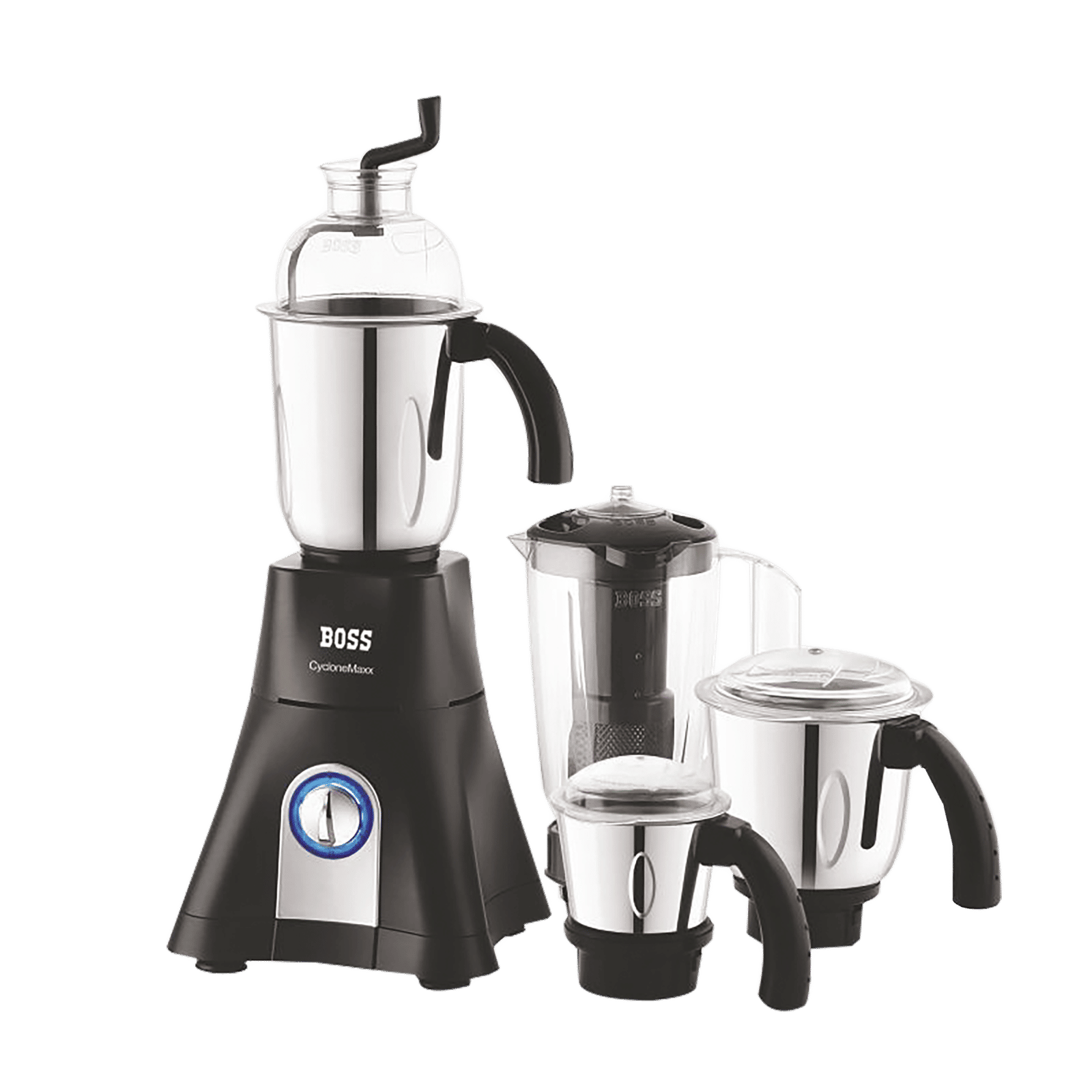BOSS CycloneMaxx 900 Watt 4 Jars Mixer Grinder (3 Variable Speed Control with LED Light, Black) BOSS CycloneMaxx 900 Watt 4 Jars Mixer Grinder (3 Variable Speed Control with LED Light, Black)_5