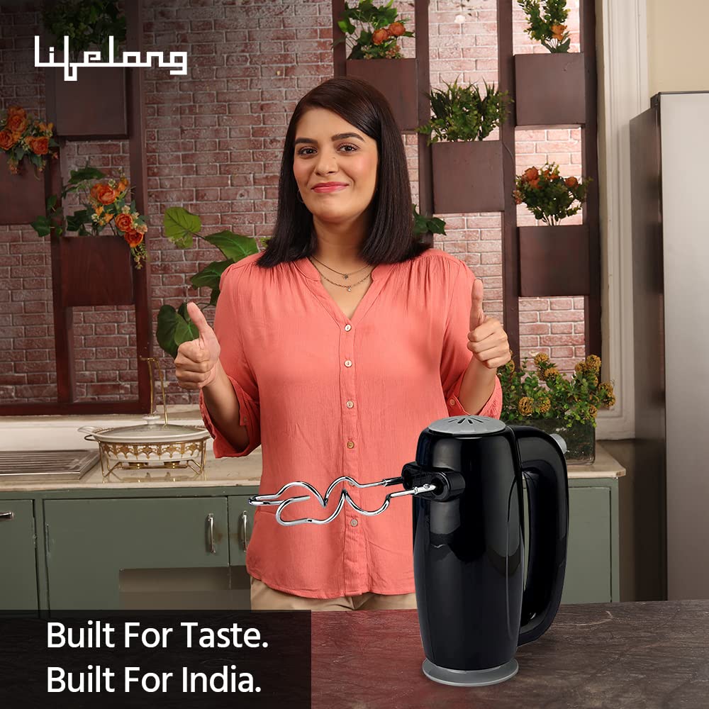 Lifelong Regalia 150 Watt 5 Speed Hand Mixer with 4 Attachments (Overheating Protection, Black)_5